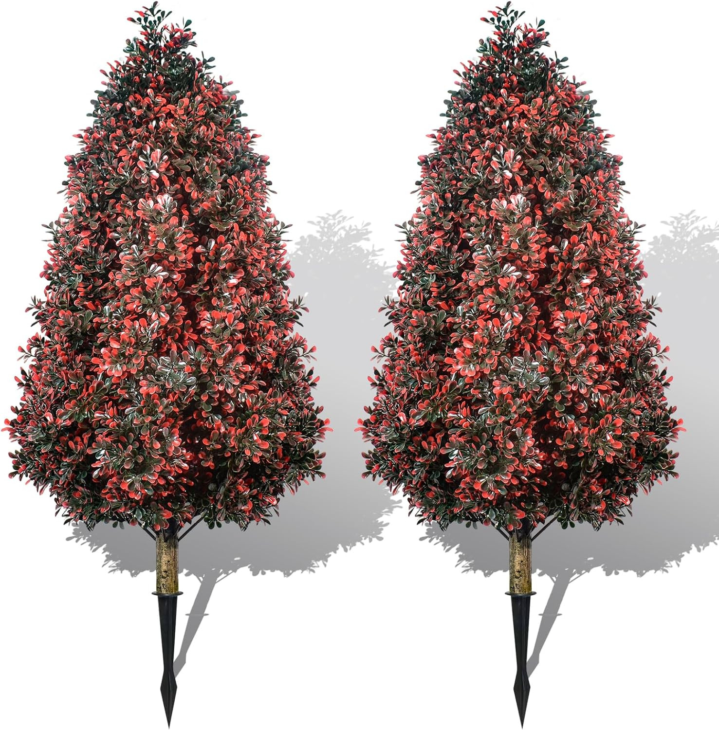 Set of 2 UV Rated 3.1FT Artificial Cedar Topiary Trees for Indoor/Outdoor Decor