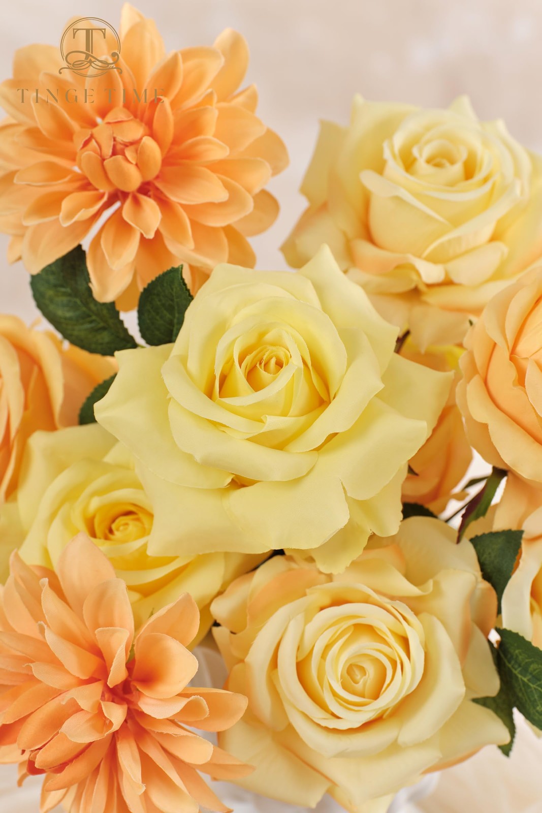 Yellow Artificial Flowers Combo Box Set, 16PCS Fake Rose Silk Flower w/Stem f…