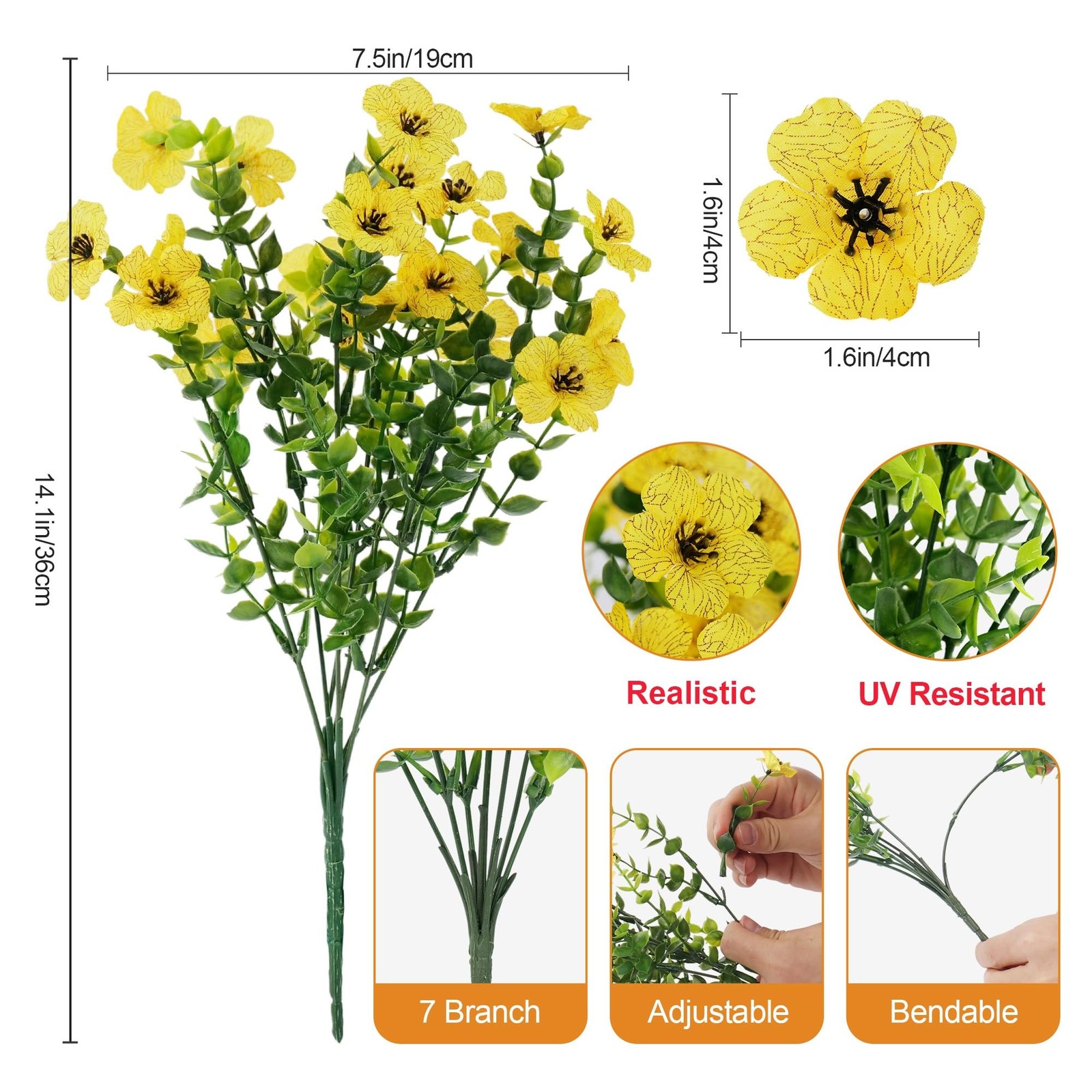 20 Bundles Artificial Flowers for Outdoors‌ and 6 Faux Butterflies
