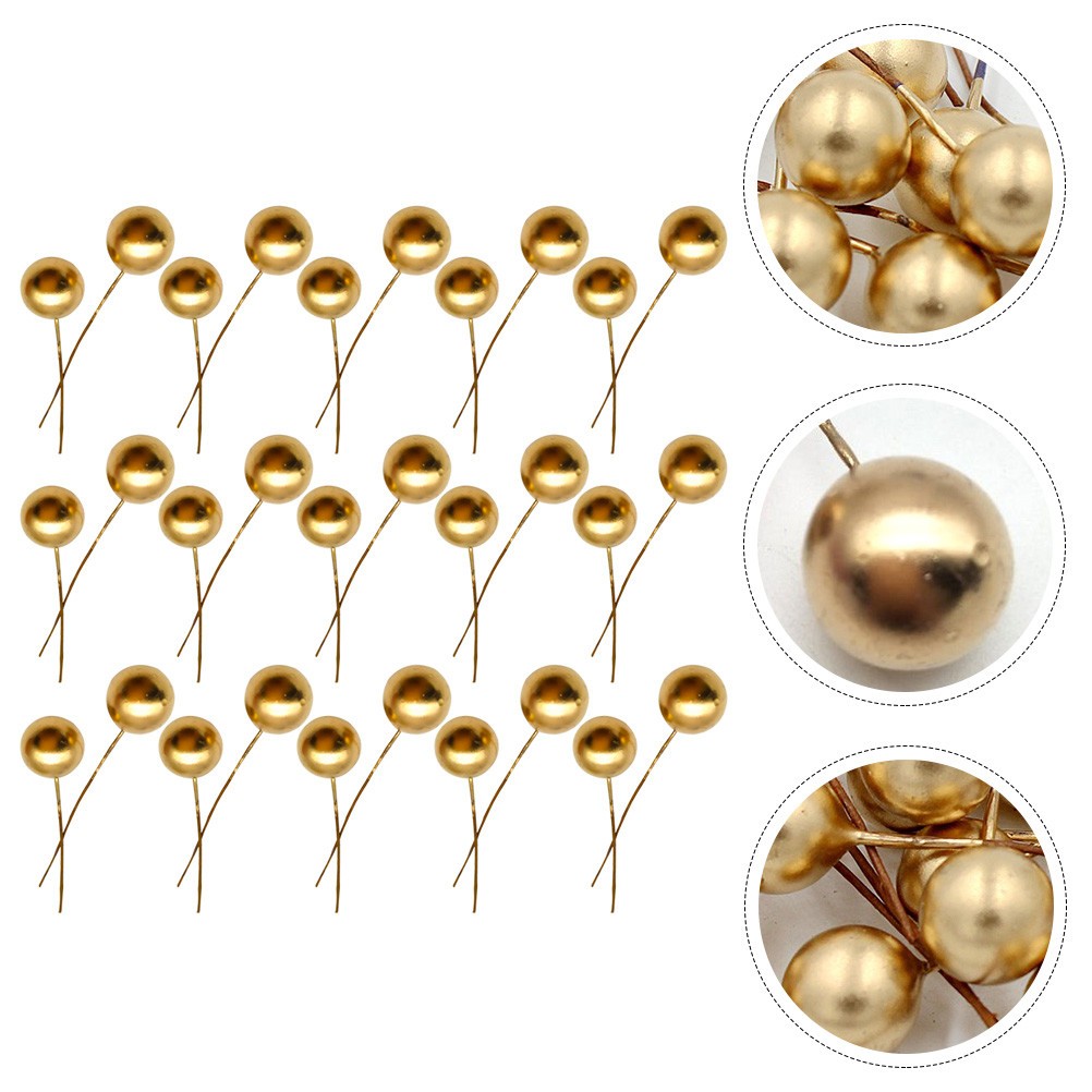 200 Pcs Foam Golden Berry Stems for Christmas Wreath and Floral Crafts