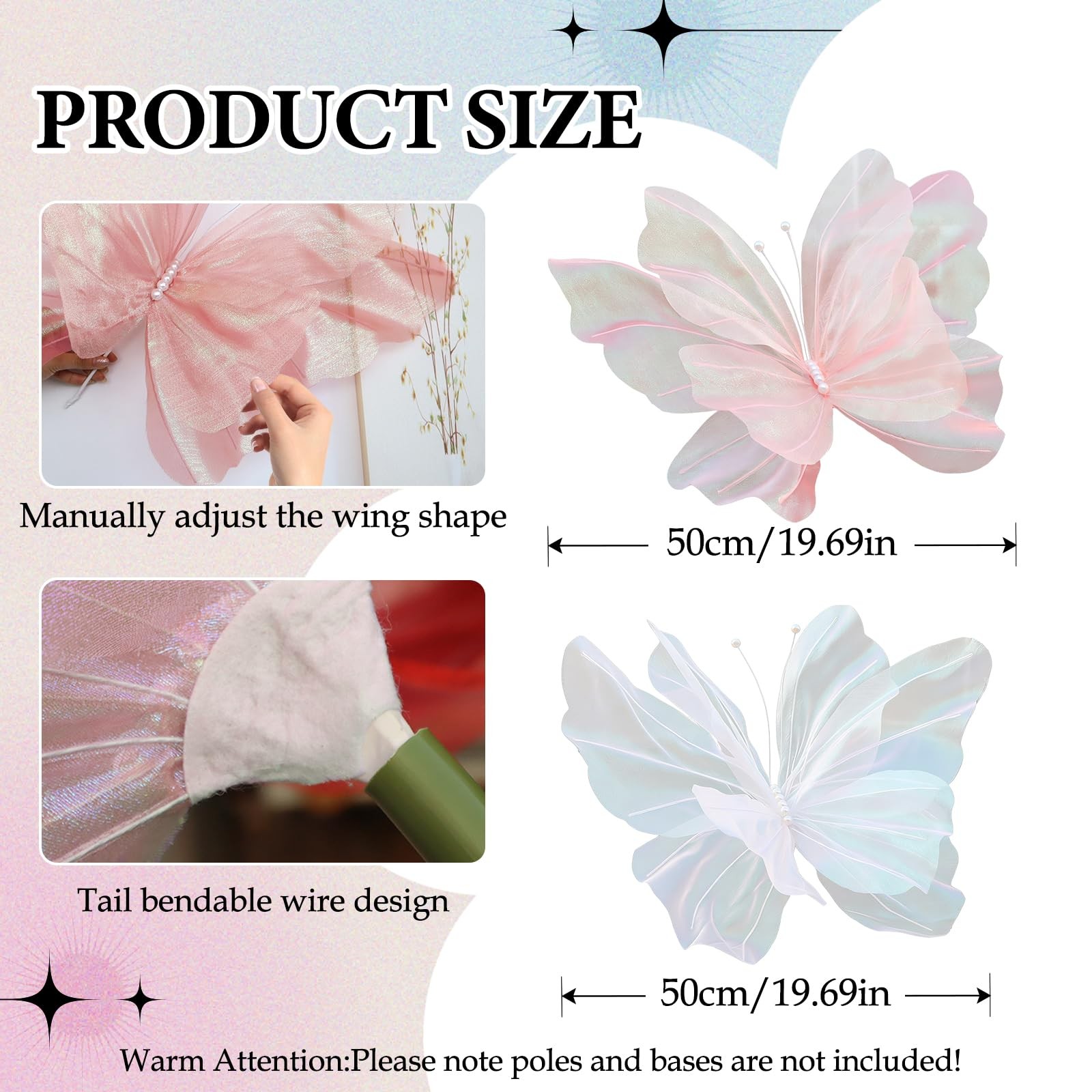 Silk Yarn Artificial Butterfly Decoration, Giant Gauze Fake Butterfly Mesh Ph…