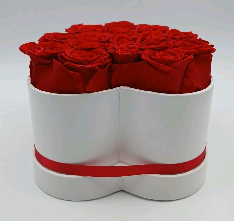 Glamour Boutique 16 PC Forever Red Roses Heart Shape Preserved Eternal Gift Box