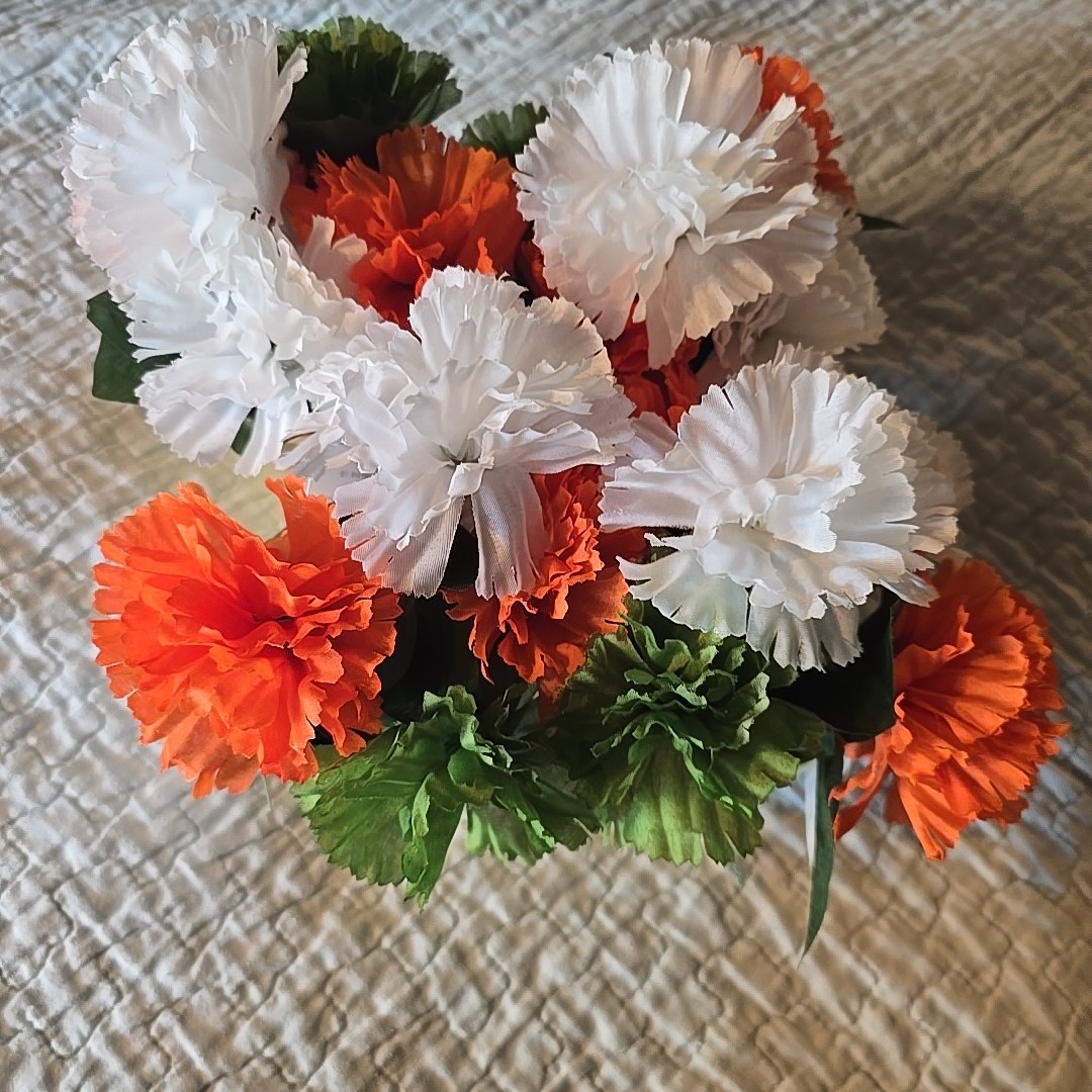 Lot Of 4 aux Orange Green White Flower 3 Inch POT Decor. Nwt. I