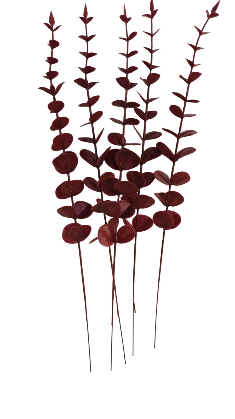 Burgundy Eucalyptus Stems Set of 10 Faux Eucalyptus Branches Dark Red Greenery F