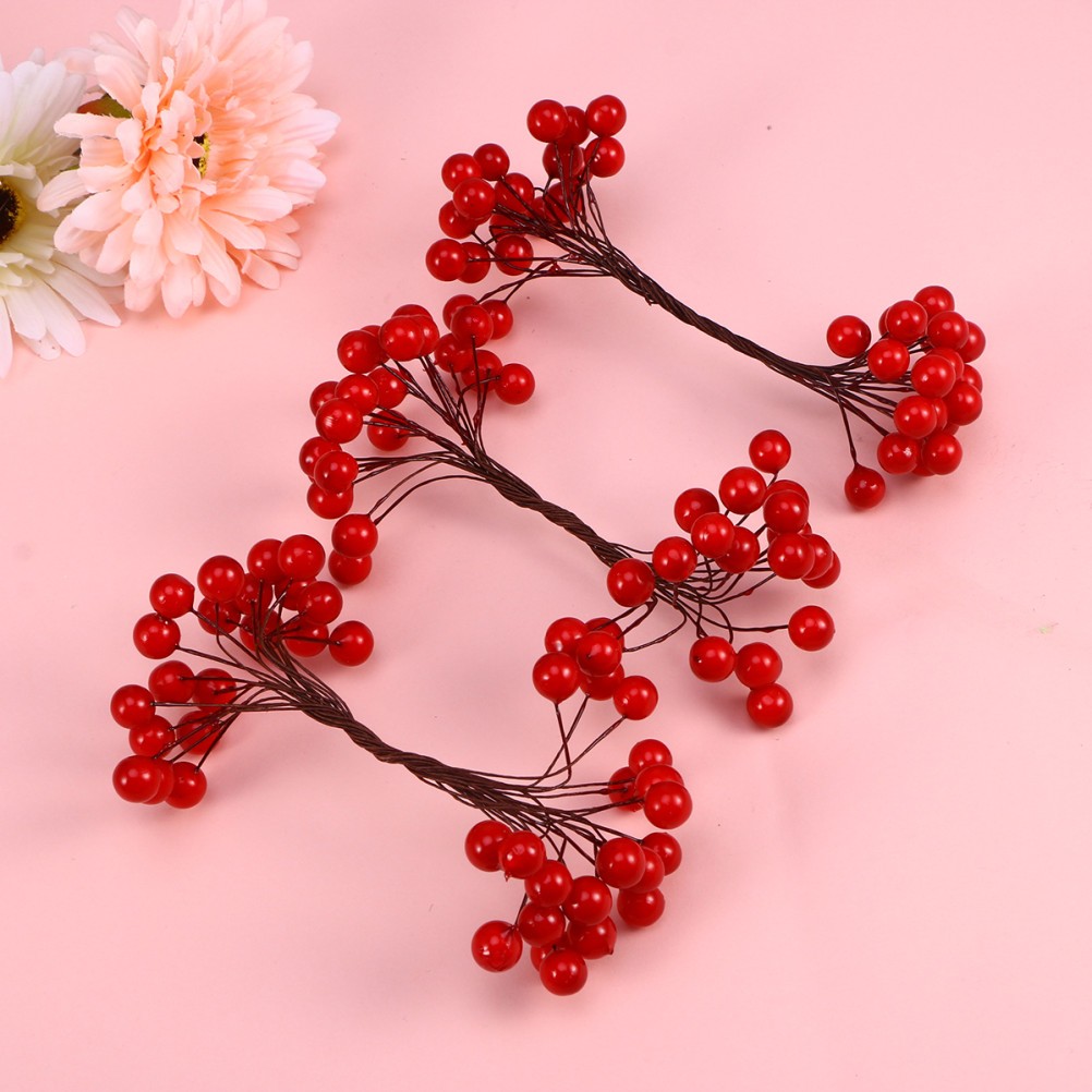 400Pcs Holly Berries Red for Christmas Decorations and Floral Arrangements