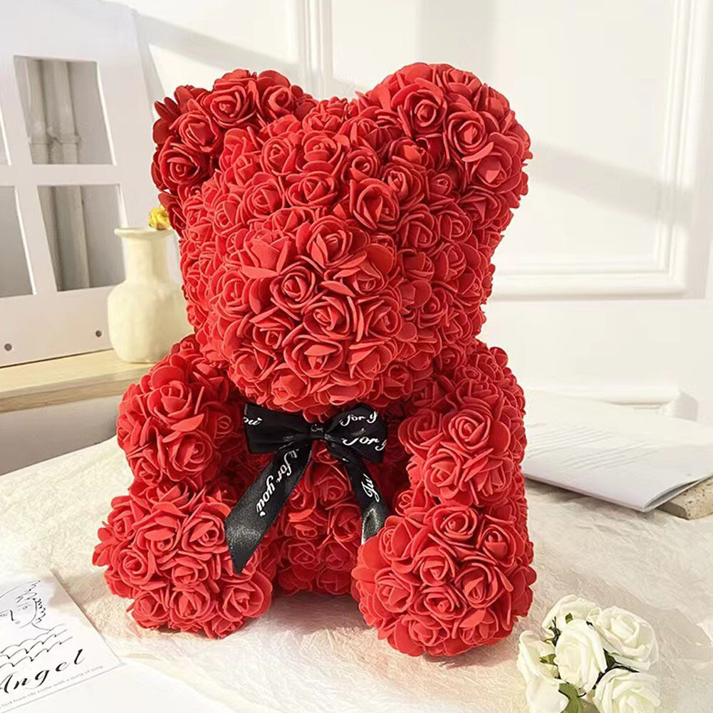 US1-2Pc 9.84Inch Flower Floral Foam Rose Teddy Bear Romantic Valentine’sDay Gift