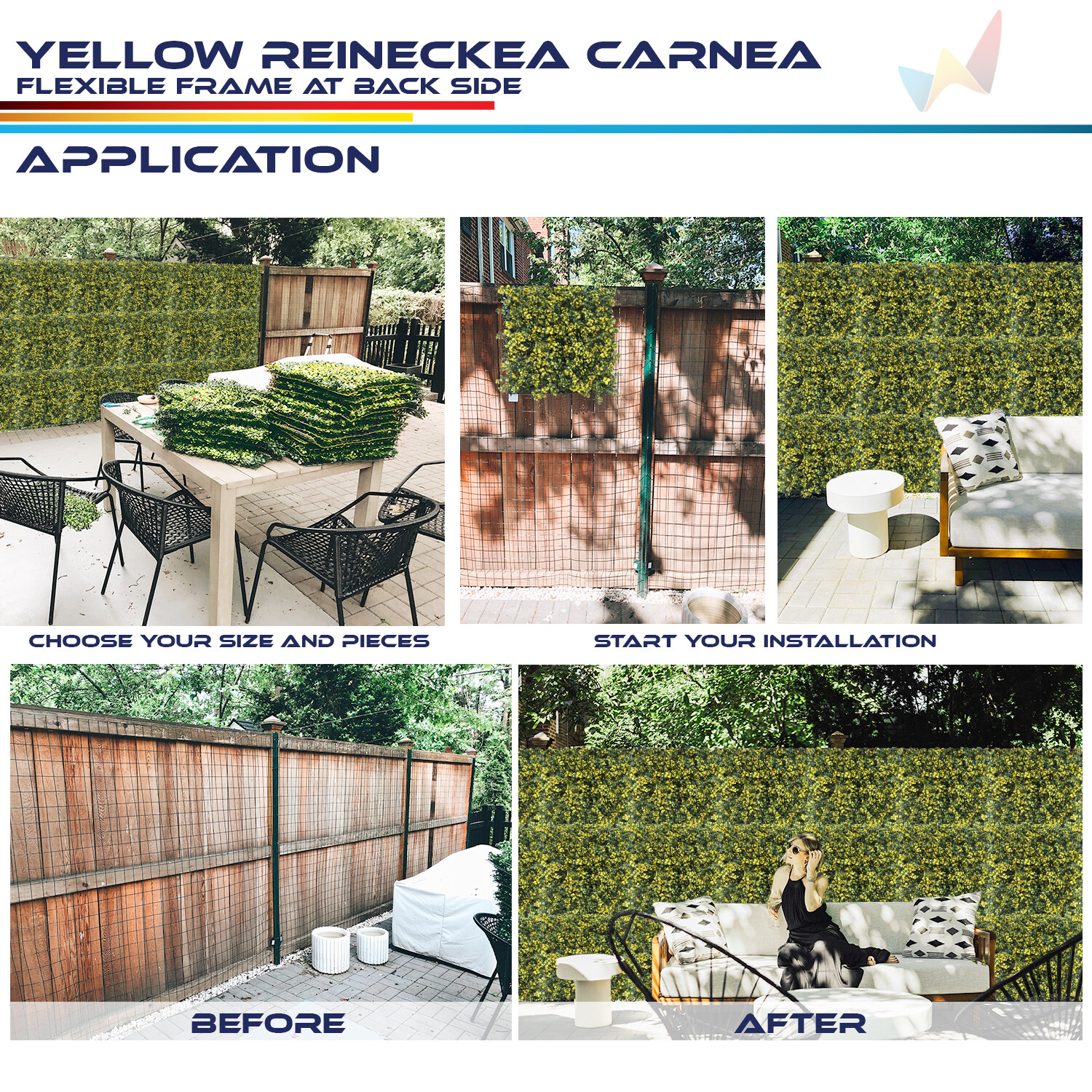 20″ Artificial Yellow Reineckea Carnea Mats Wall Hedge Home Office Decor