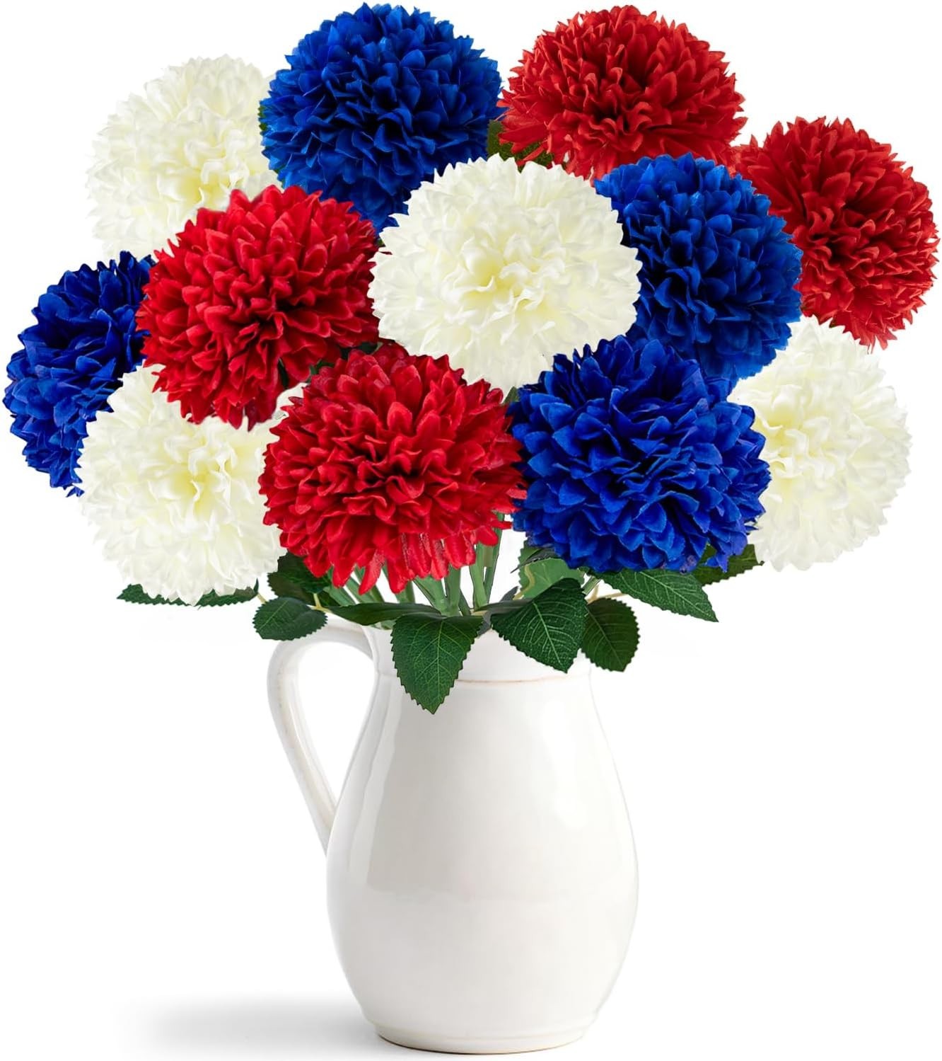 4th of July Decorations Patriotic Decor 12Pcs Artificial Flowers Red White an…