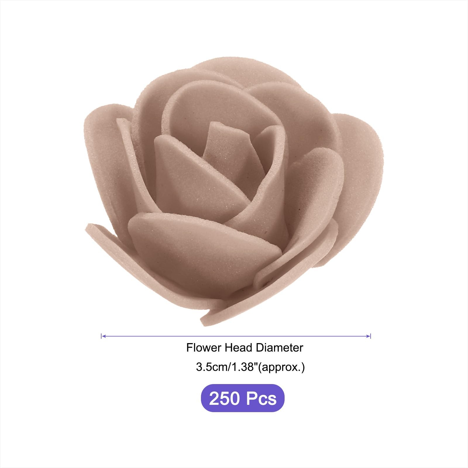 250 PCS Brown PE Mini Artificial Rose Foam Fake Flower Heads for DIY Craft