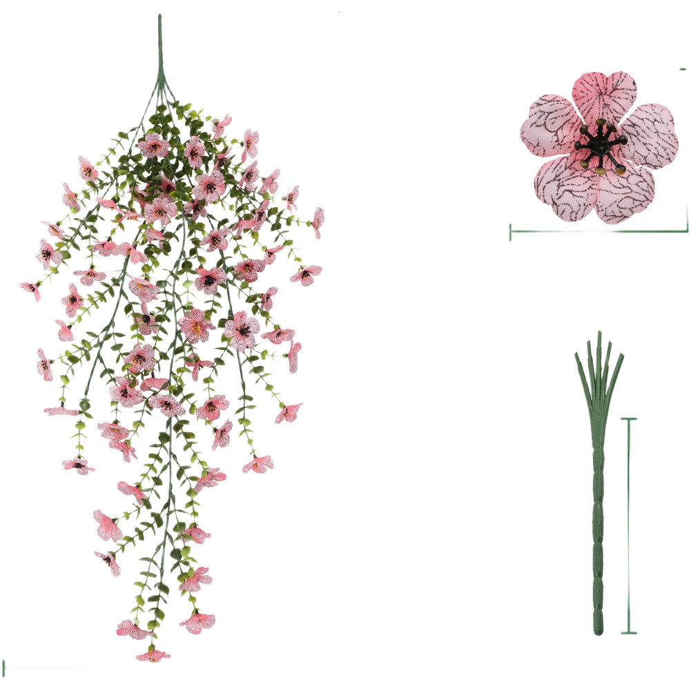 76cm Artificial Eucalyptus Vine with Violet Silk Flowers for Outdoor Decoration