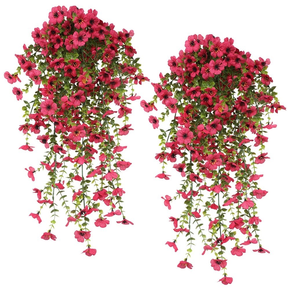 76cm Artificial Eucalyptus Vine with Violet Silk Flowers for Outdoor Decoration