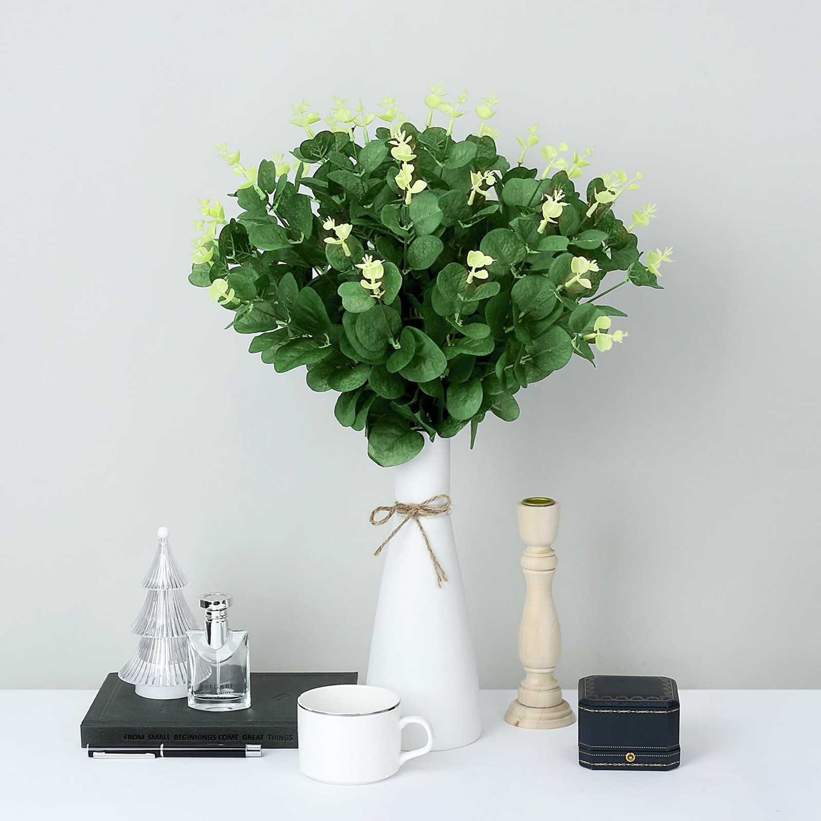 10 Pcs Faux Eucalyptus Stems Artificial Greenery Stems Green Fake Plants Leav…