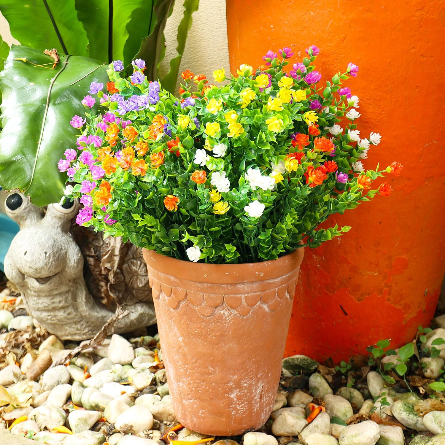 20 Bundles Artificial Flowers Outdoor Fake Plants, UV Resistant No Fade Faux Pla
