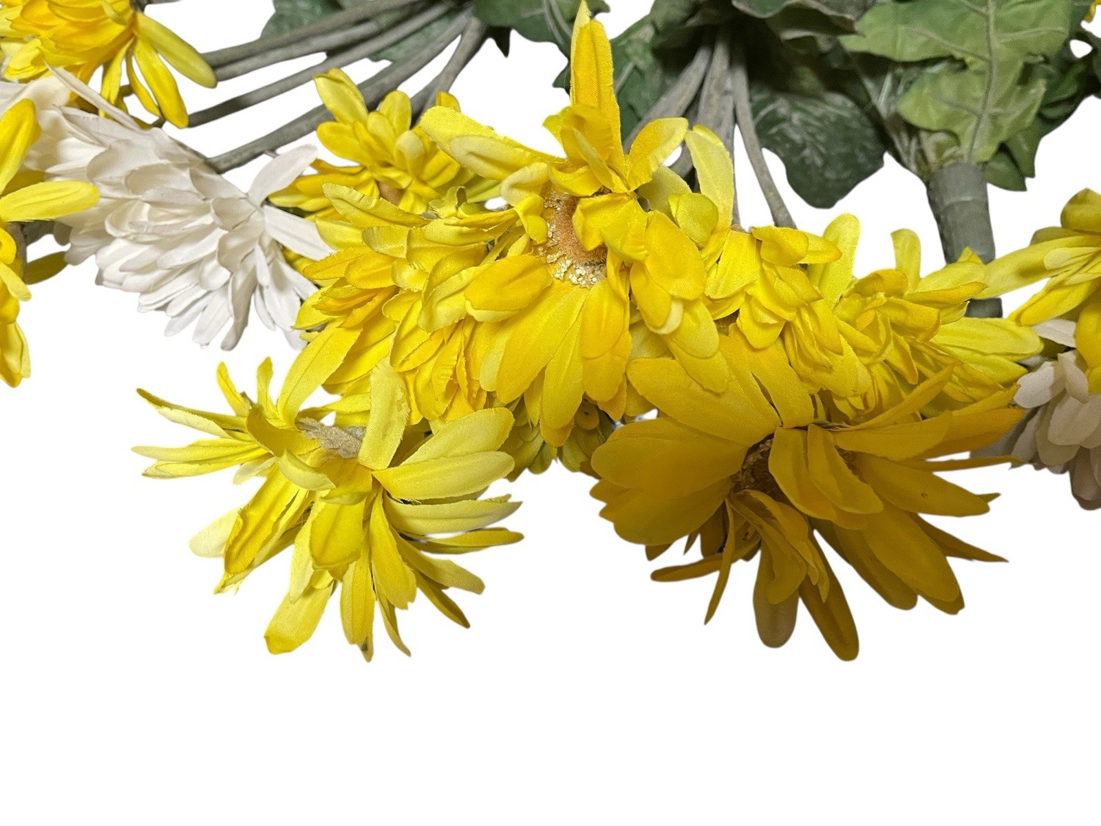 Set Of 4 Bunches Of Yellow & White Artificial Flowers