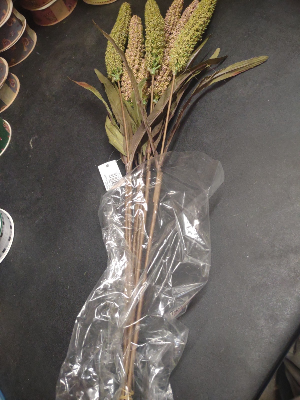24″ Artificial Millet Seed, 6 Stems, Silk Leaves, 2-Tone Sage Green & Lavender