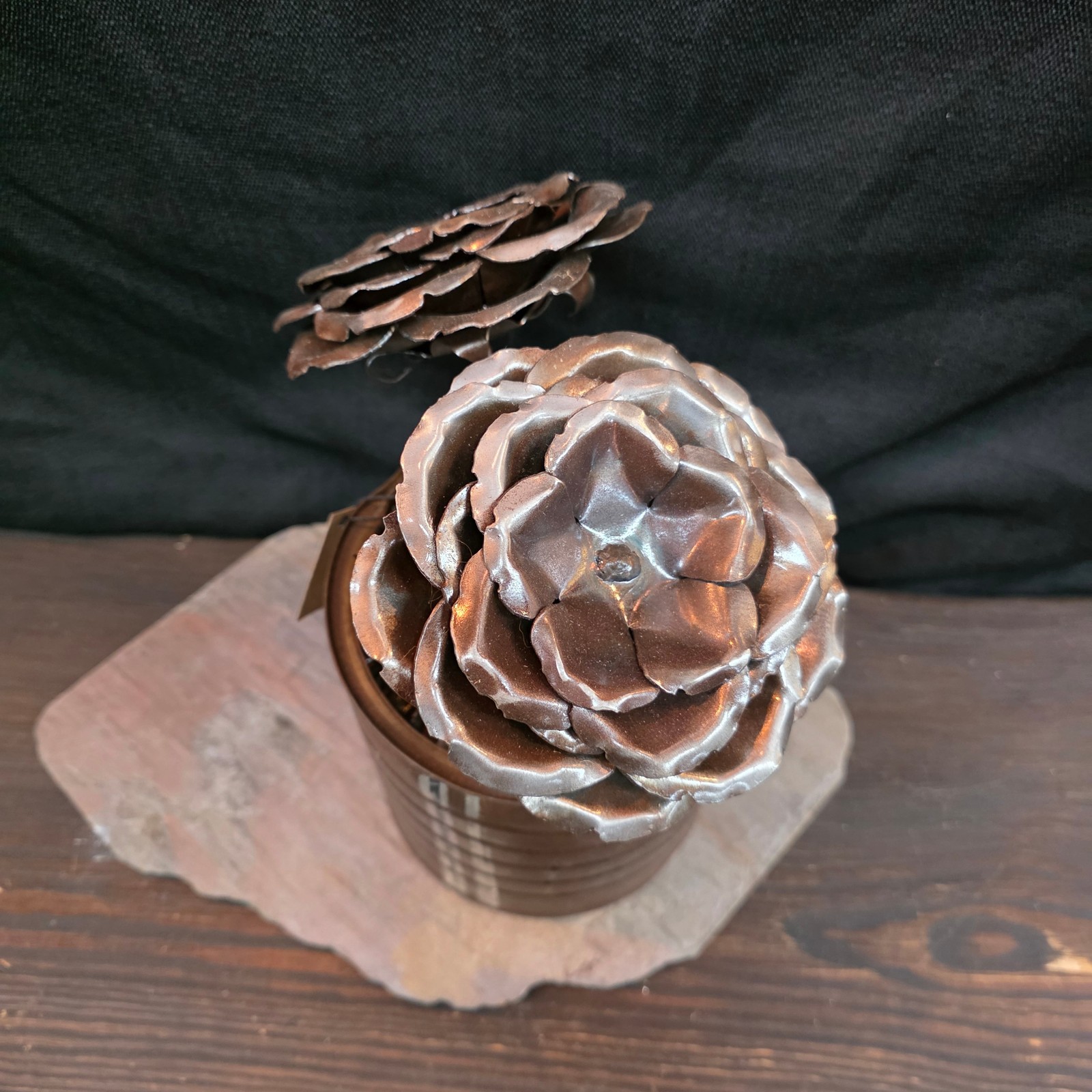 Rustic Steel Roses Metal Flower Arrangement | Reclaimed Coffee Can Floral Art