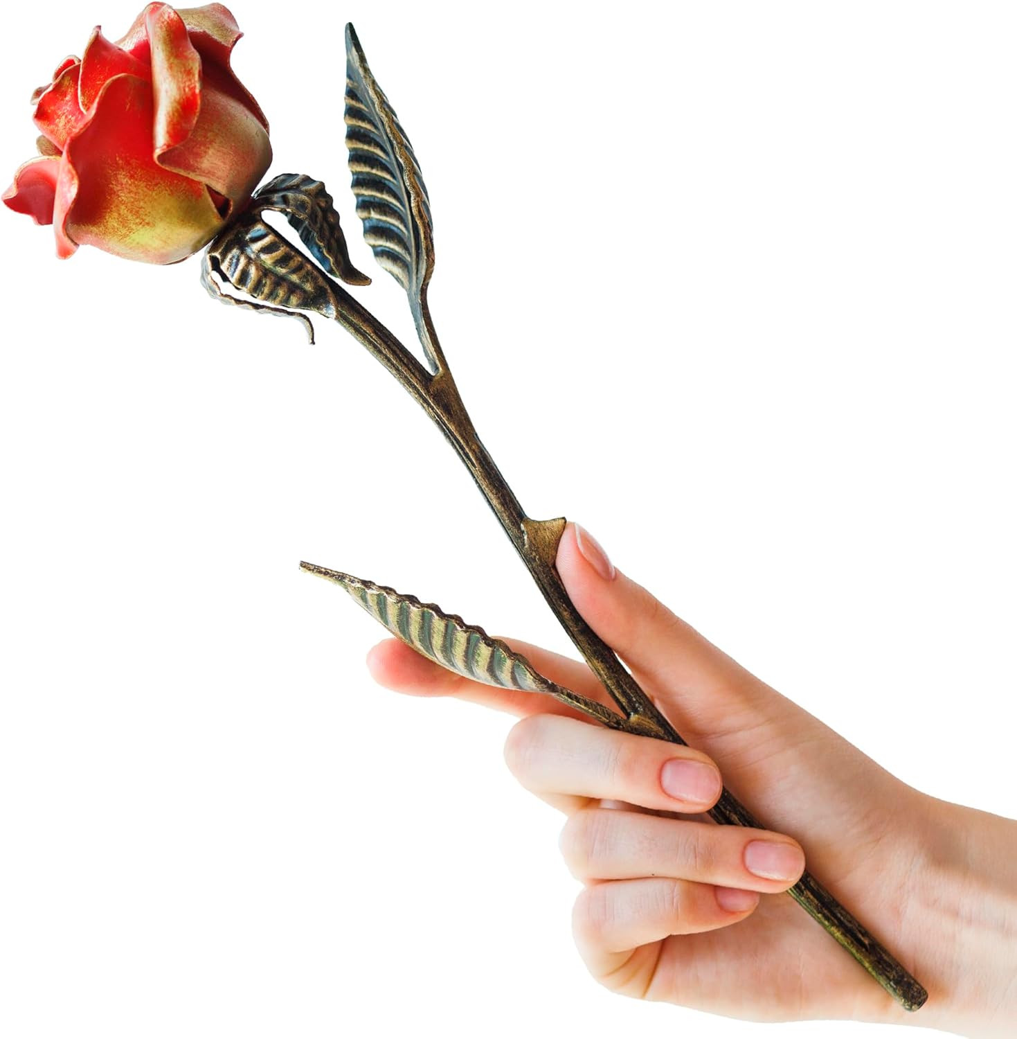 Hand Forged Wrought Iron Rose – Romantic Metal Gift of Everlasting Love – 6Th Ye