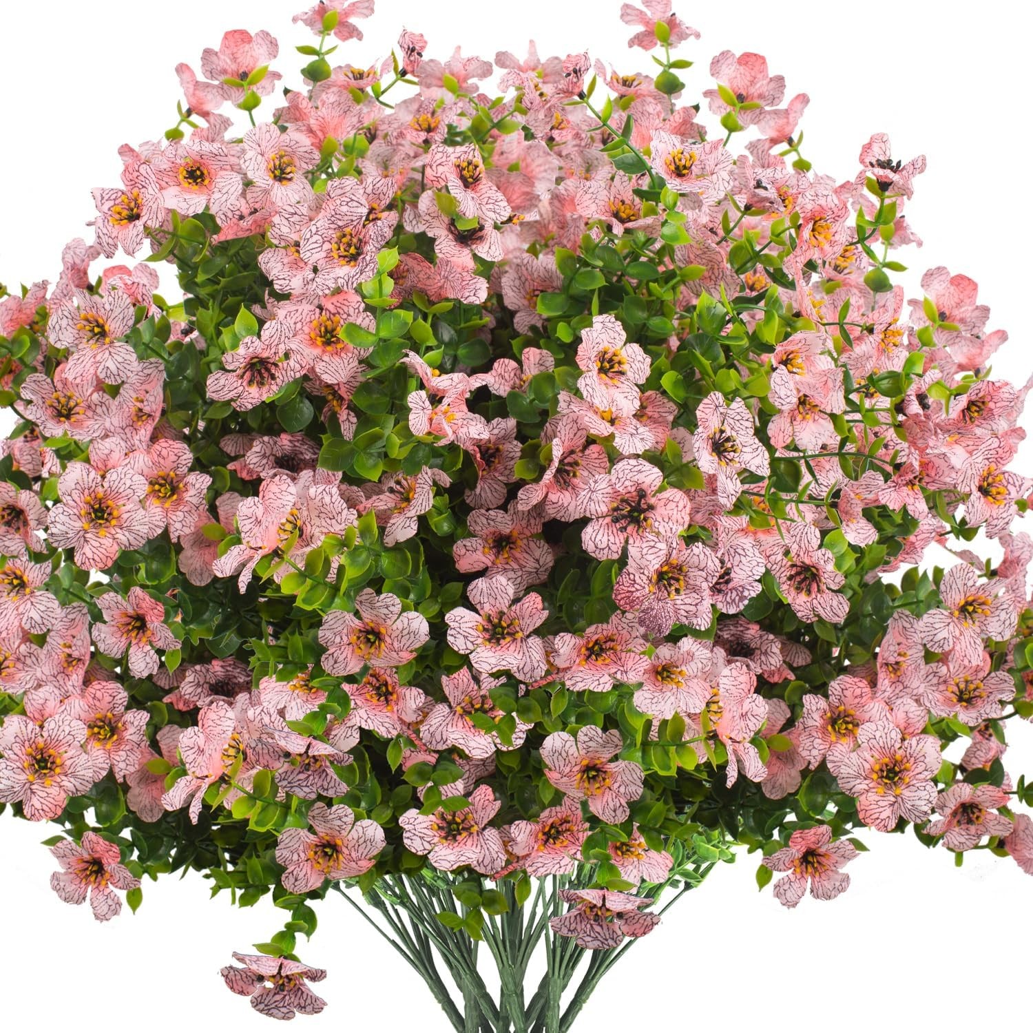Artificial Fake Flowers for Outdoor Spring Decoration, 16 Bundles Faux Silk