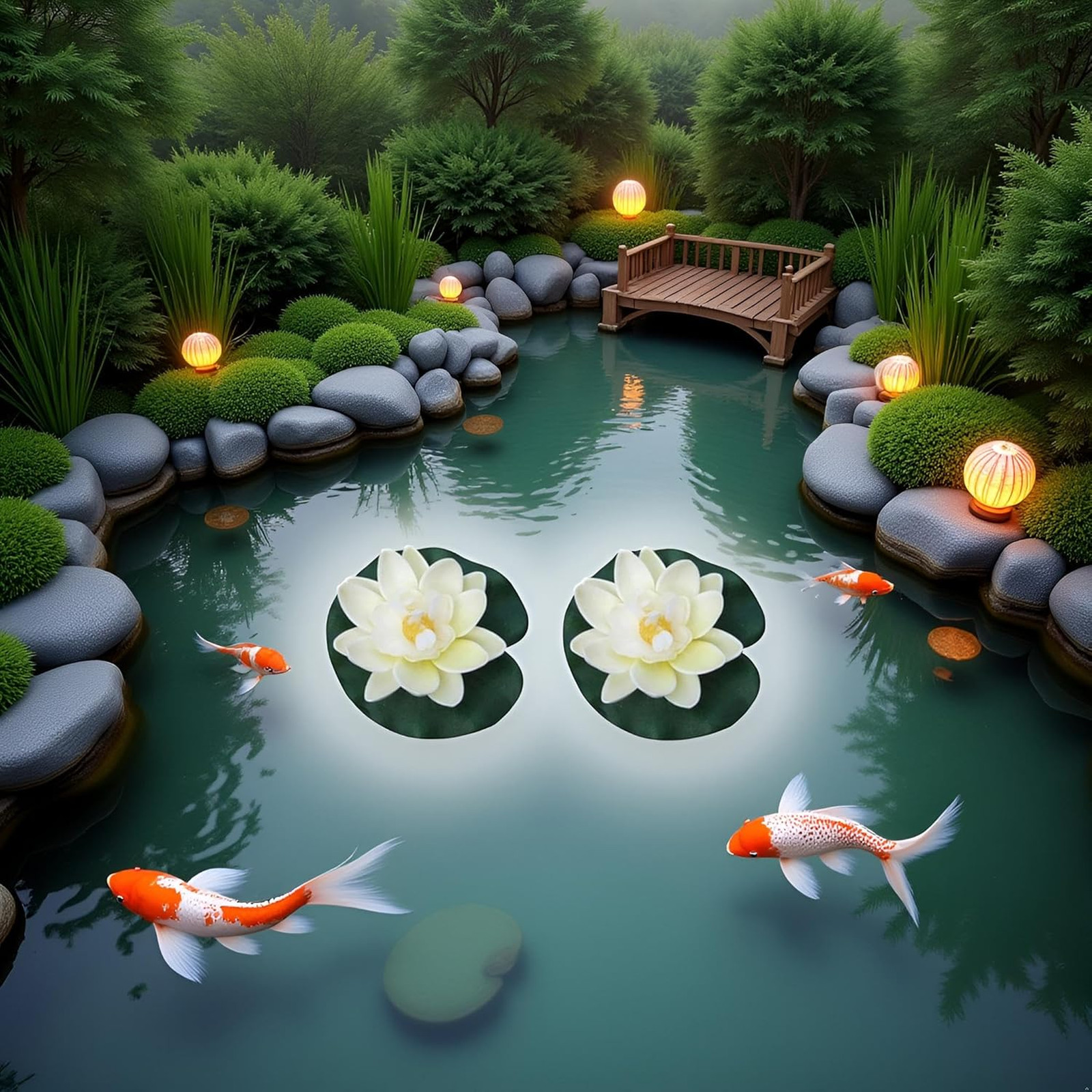 Artificial Foam Lotus Flowers with Water Lily Pads Set of 2 for Ponds Pools