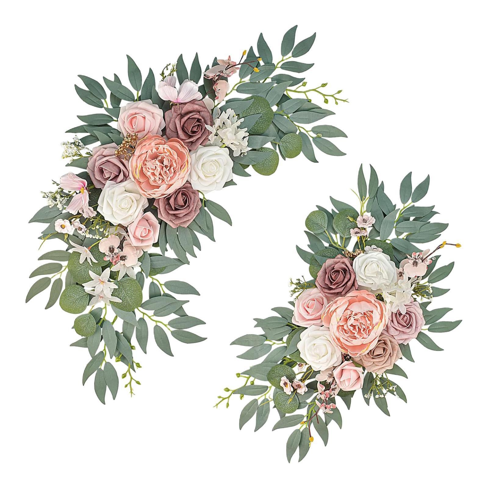2Pcs Wedding Arch Flowers Welcome Signs Floral Swag for Party Holiday Window