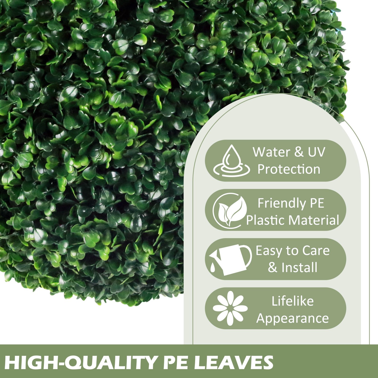 2 PCS 13.7 Inch Artificial Topiary Boxwood Balls For Balcony Garden Decor