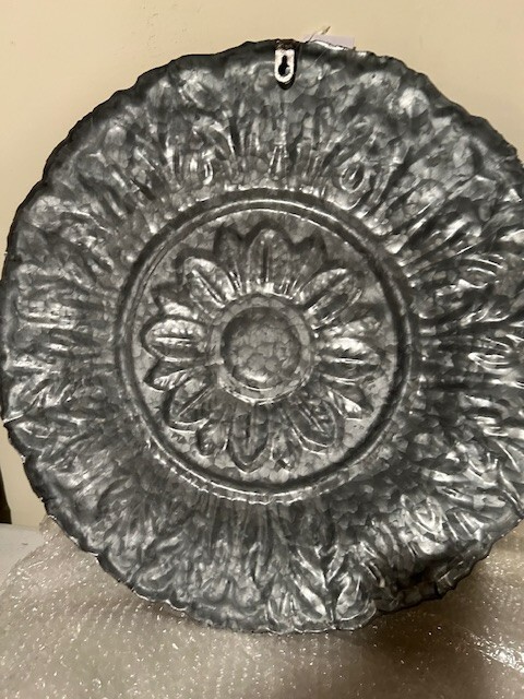 Rustic Embossed floral Wall Tin in Distressed Metal – 20 inch
