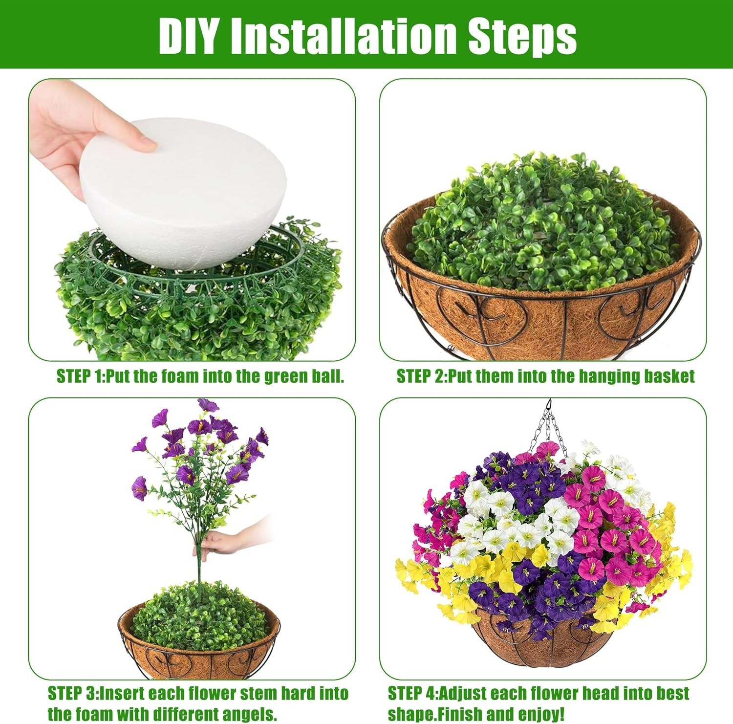 Artificial Flowers for Outdoors with Baskets Hanging Plant Faux Flowers UV Re…