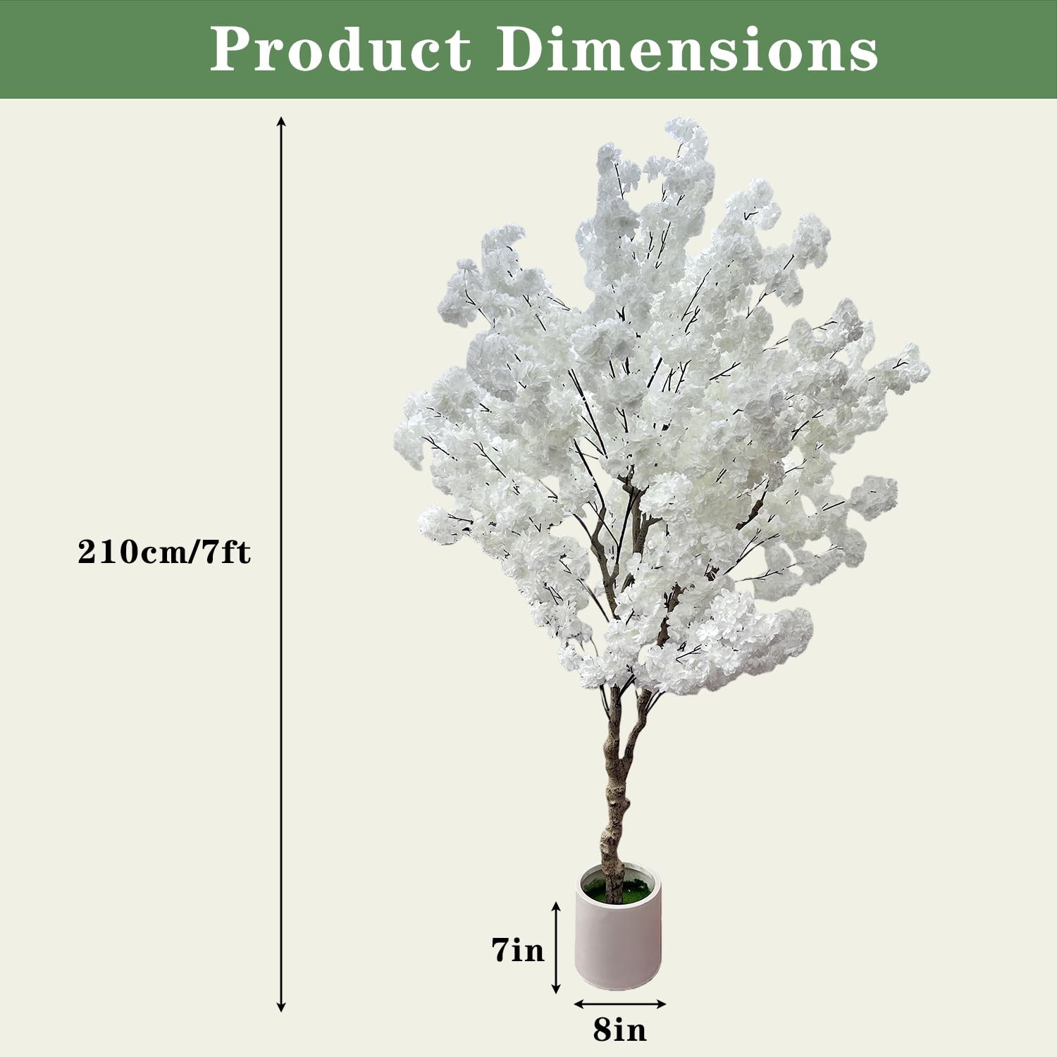 Cherry Blossom Tree 7ft, White Artificial Cherry Tree Fake White Tree for Wed…