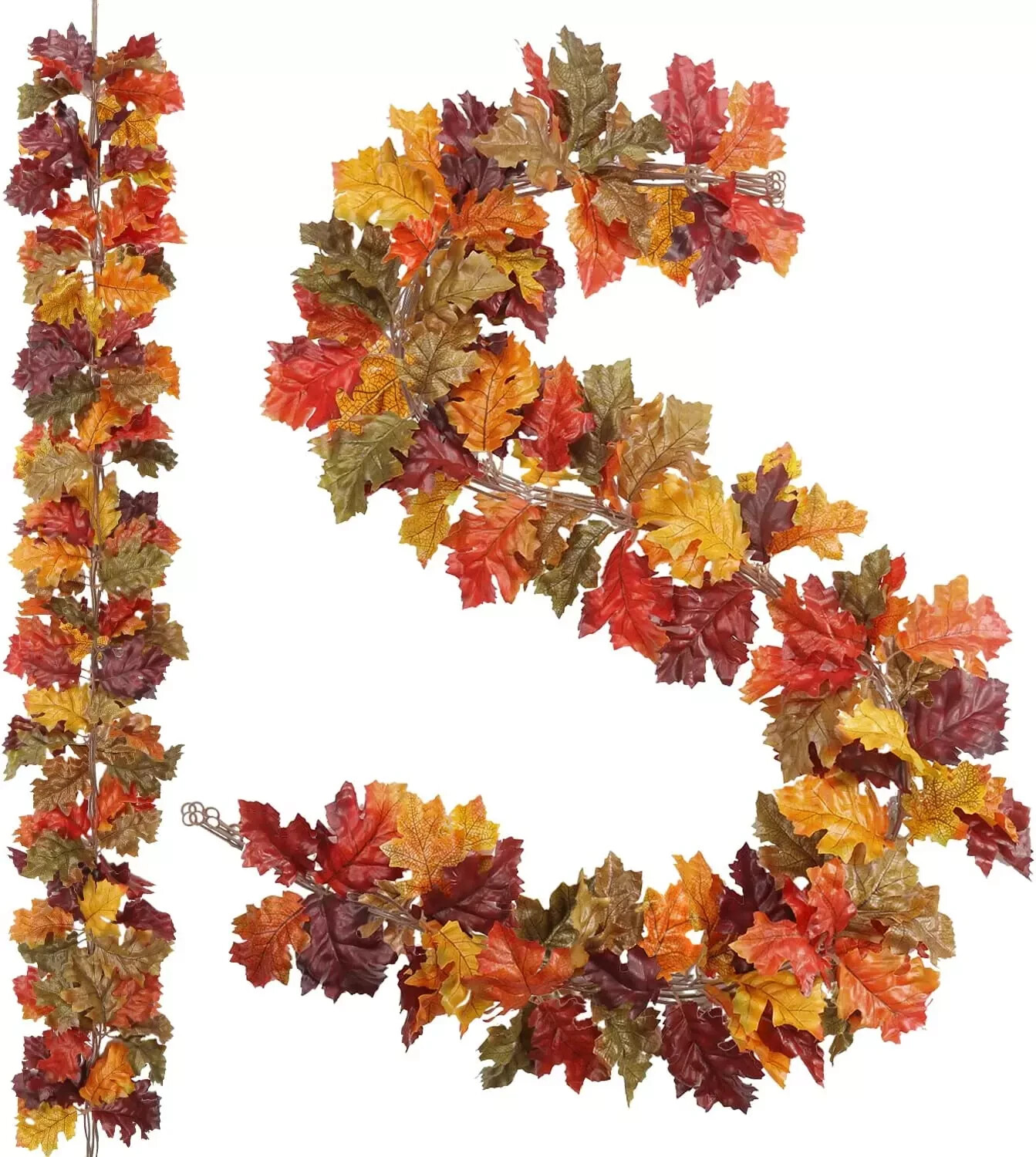 4 Pack Fall Oak Leaves Garland Artificial 5.2Ft Fake Autumn Leaf Foliage Garland