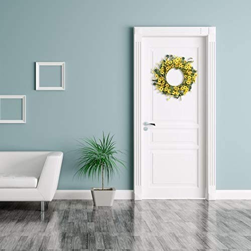 20″ Artificial Yellow Daisy Wreath Spring Summer Wreath for Outdoor Decoration