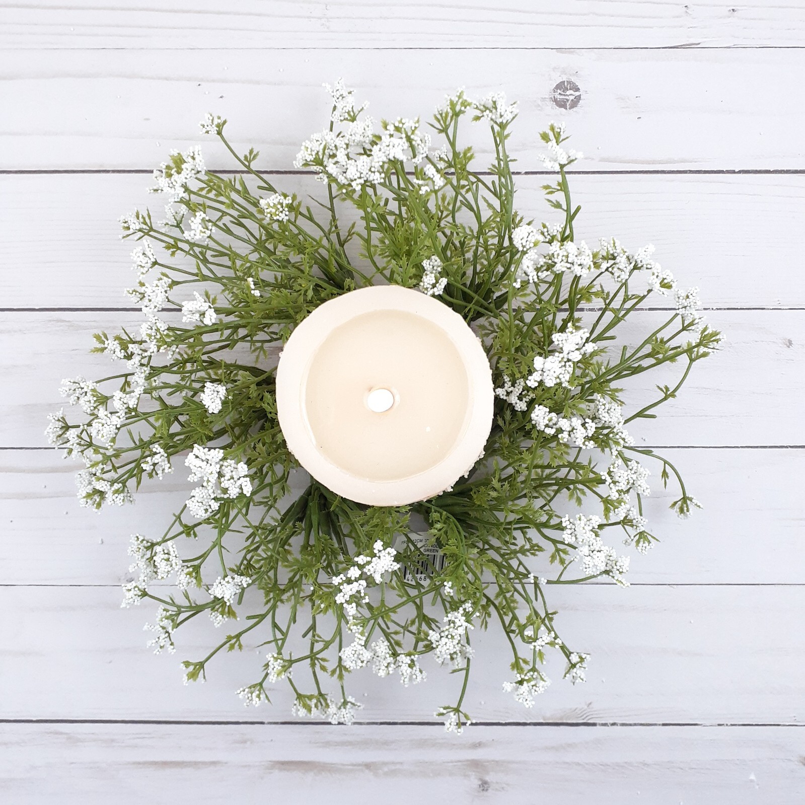 Floral Candle Ring White Pixieflower Flower Floral 3 in Inside 10 in Overall