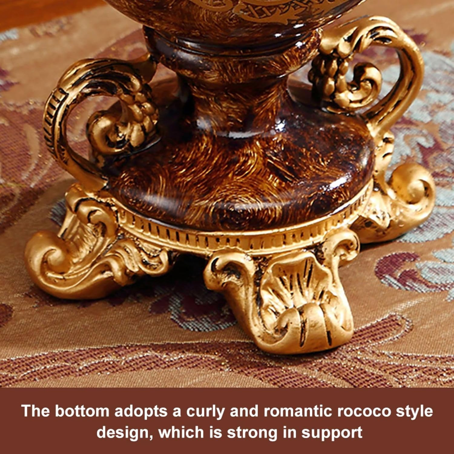 Elegant Vintage Flower Vase Set with Golden Resin Decor for Weddings & Parties