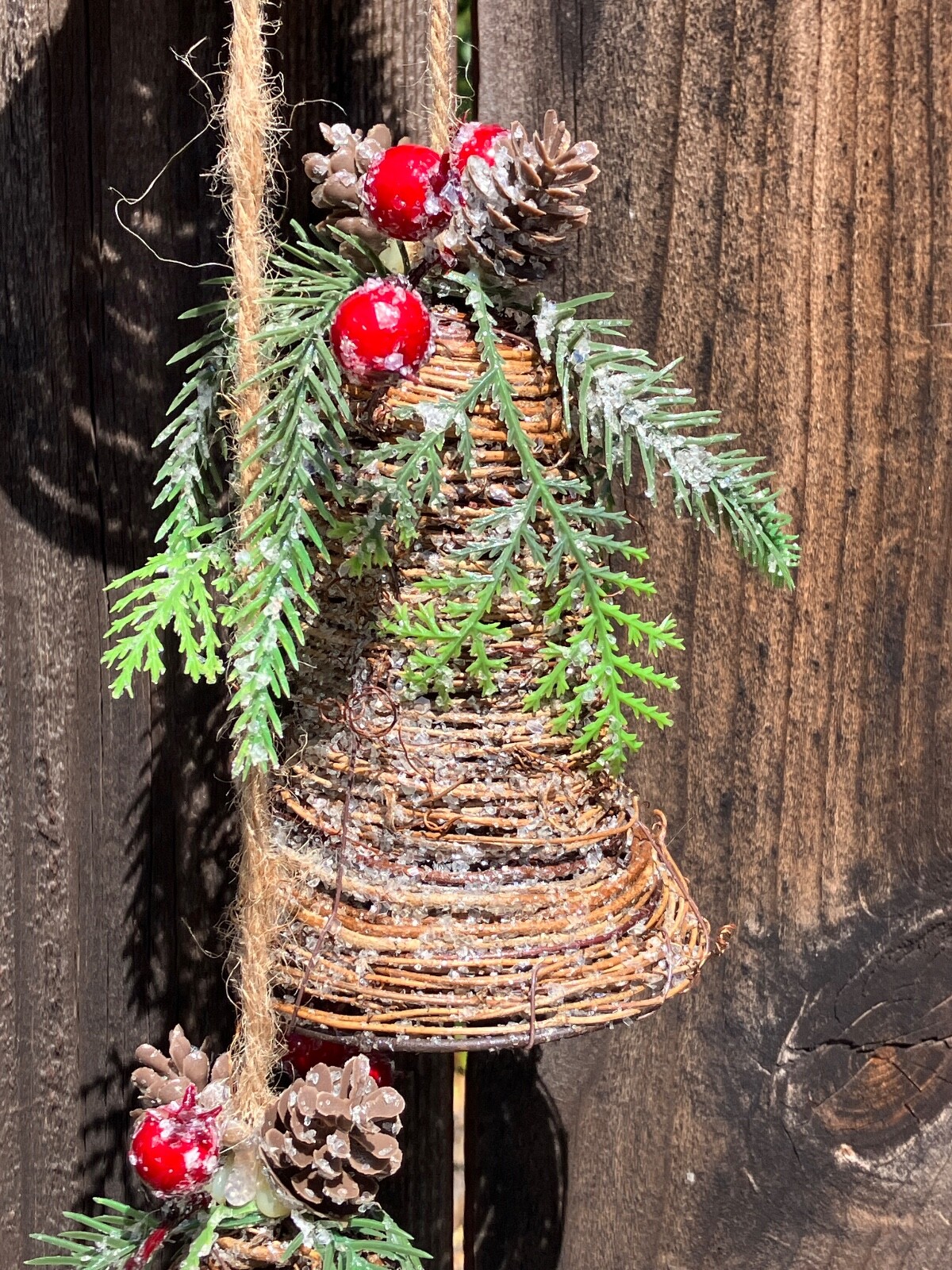 “CHRISTMAS SHOPPE”, PEGGED TREE DECOR RUSTIC COUNTRY FOR HOLIDAY DECOR.