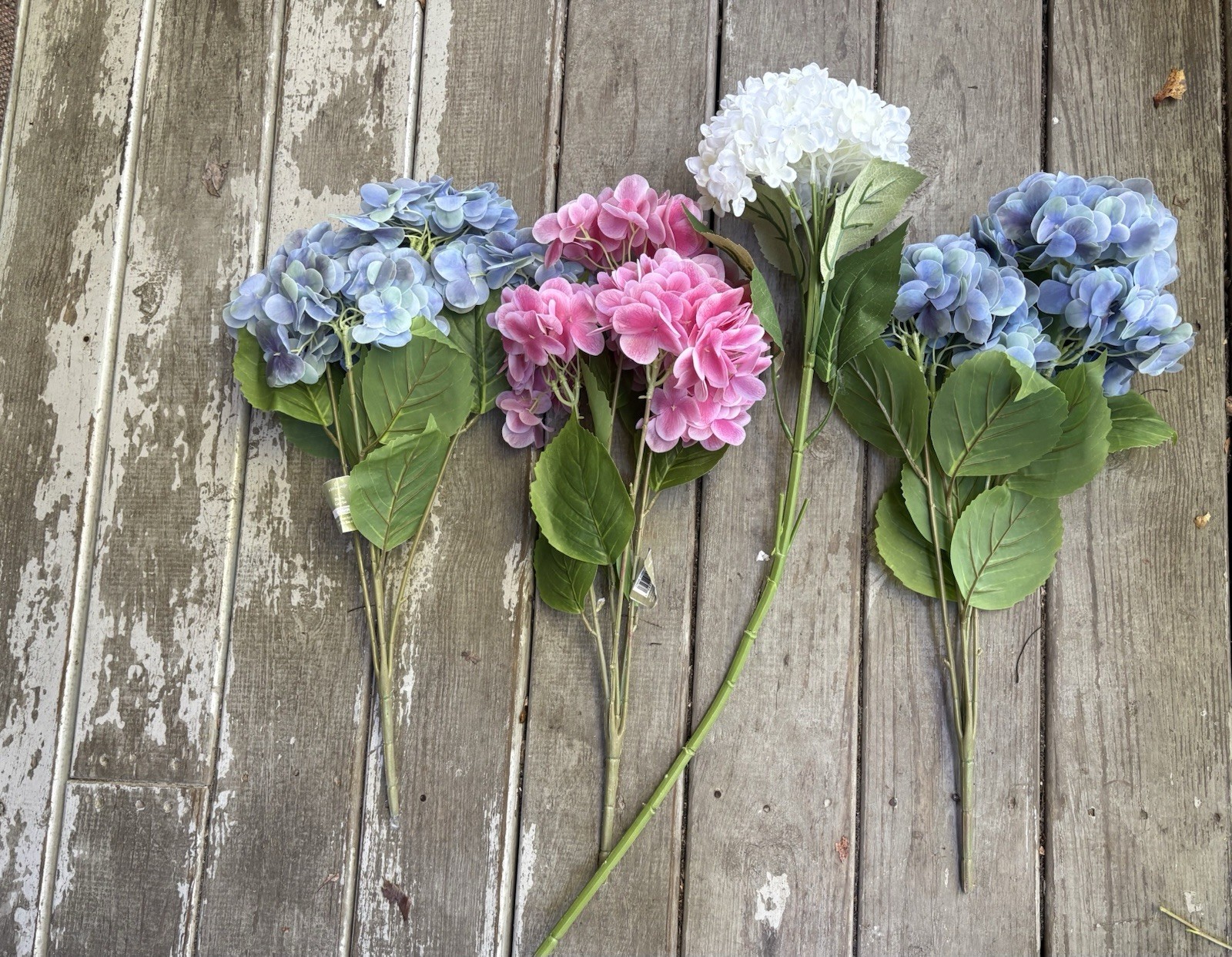 Lot Artificial Hydrangea Fake Flowers Real Touch 23” Blue Green Pink Latex Decor