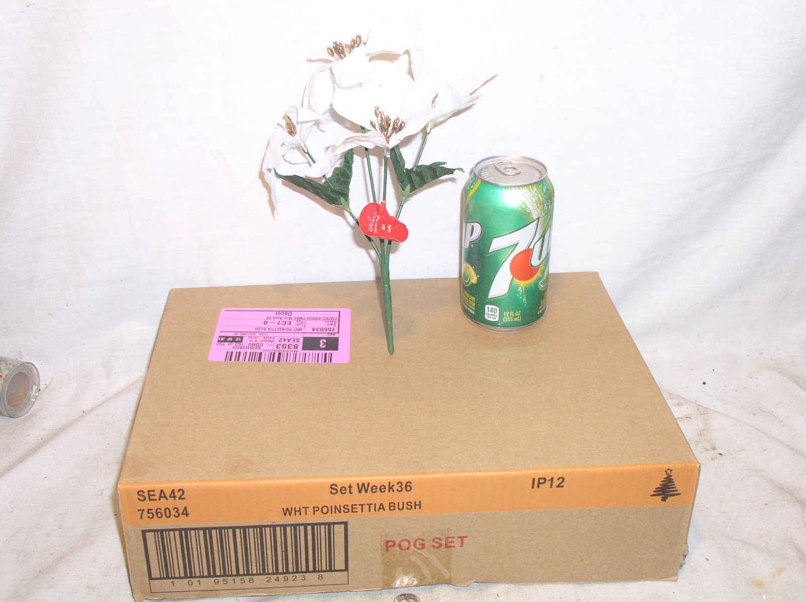 12 NEW ASHLAND CHRISTMAS 9 INCH WHITE POINSETTIA 4 STEM BUSH SILK FLOWER 756034