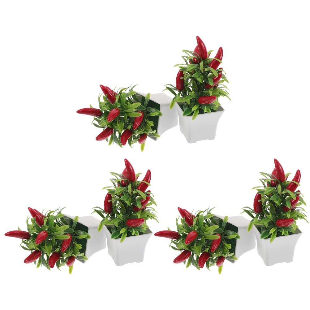 6Pcs Lifelike Artificial Pepper Tree Bonsai Reusable Decor for Office and Home