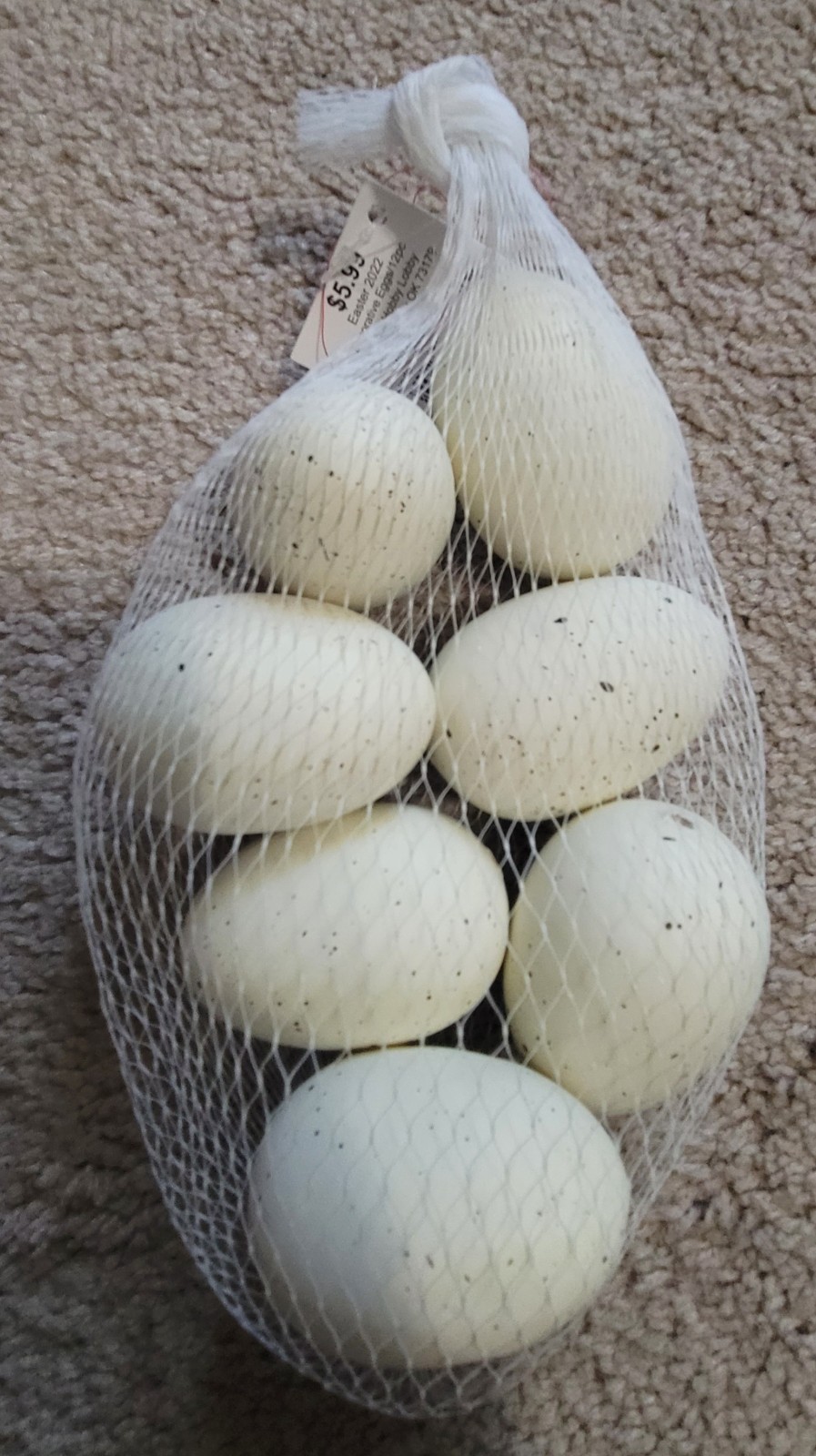 Set Of 7 Realistic Eggs Cream Speckled Bird Eggs 2 1/4” Easter Eggs- Hobby Lobby