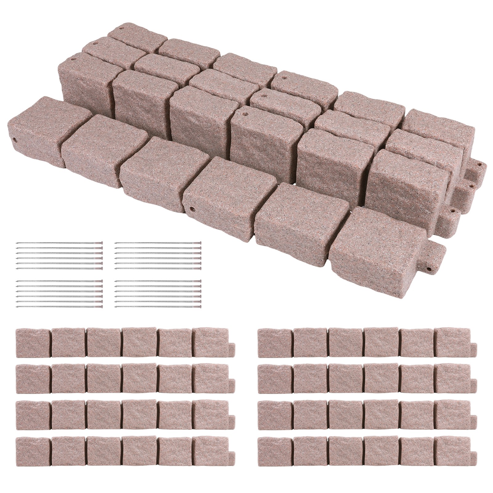 Plastic Garden Lawn Border Faux Stone Lawn Edging 12pcs for Home Improvement
