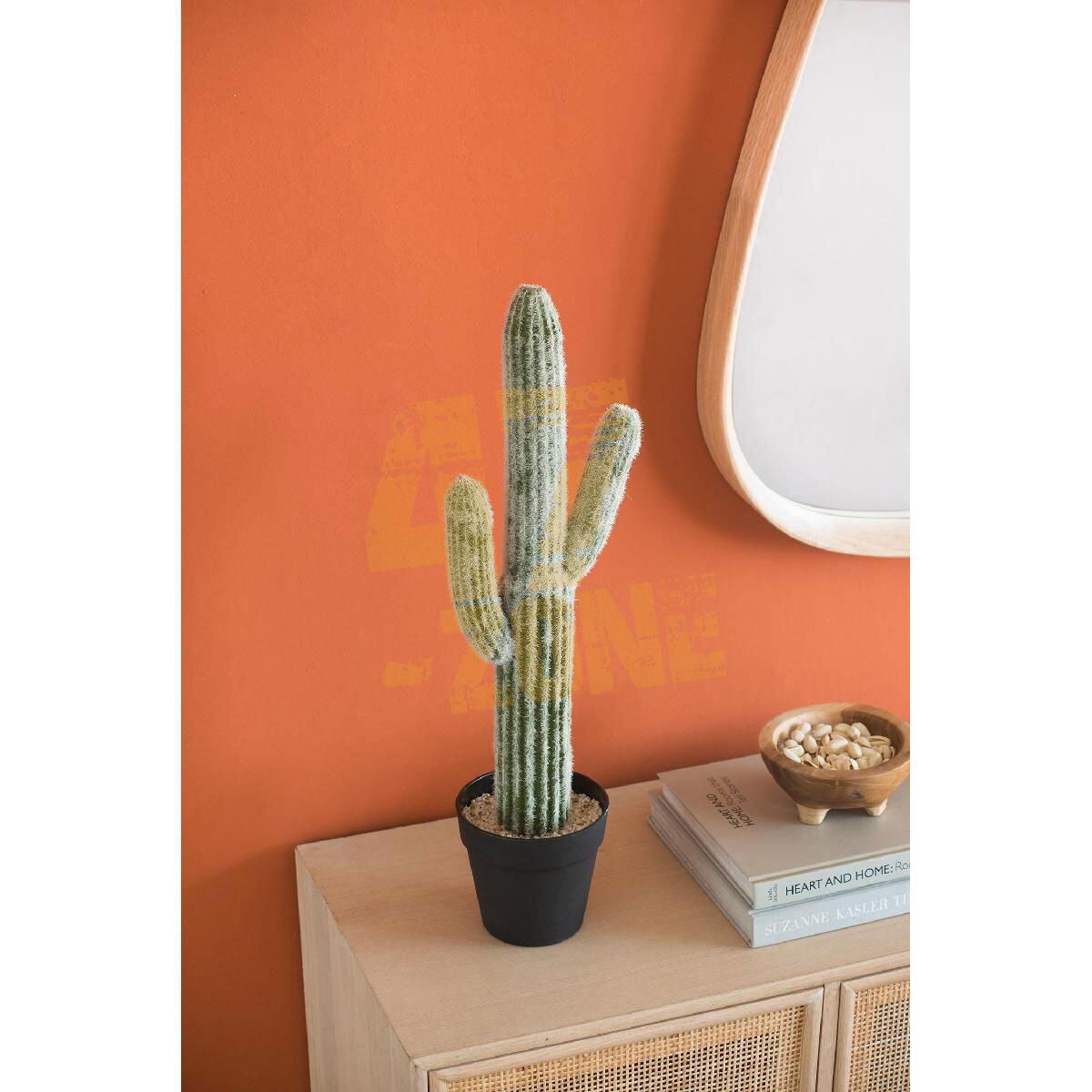 Potted Faux Saguaro Cactus Green Black Botanical Artifical Indoor Outdoor Garden