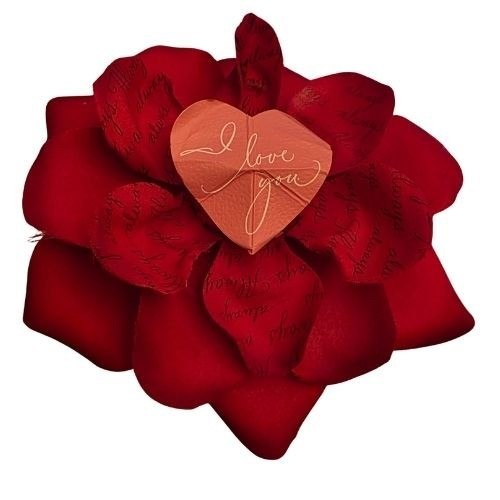 Retro Hallmark Blooming Expressions Red Rose I Love You Heart Gift 7in Romance