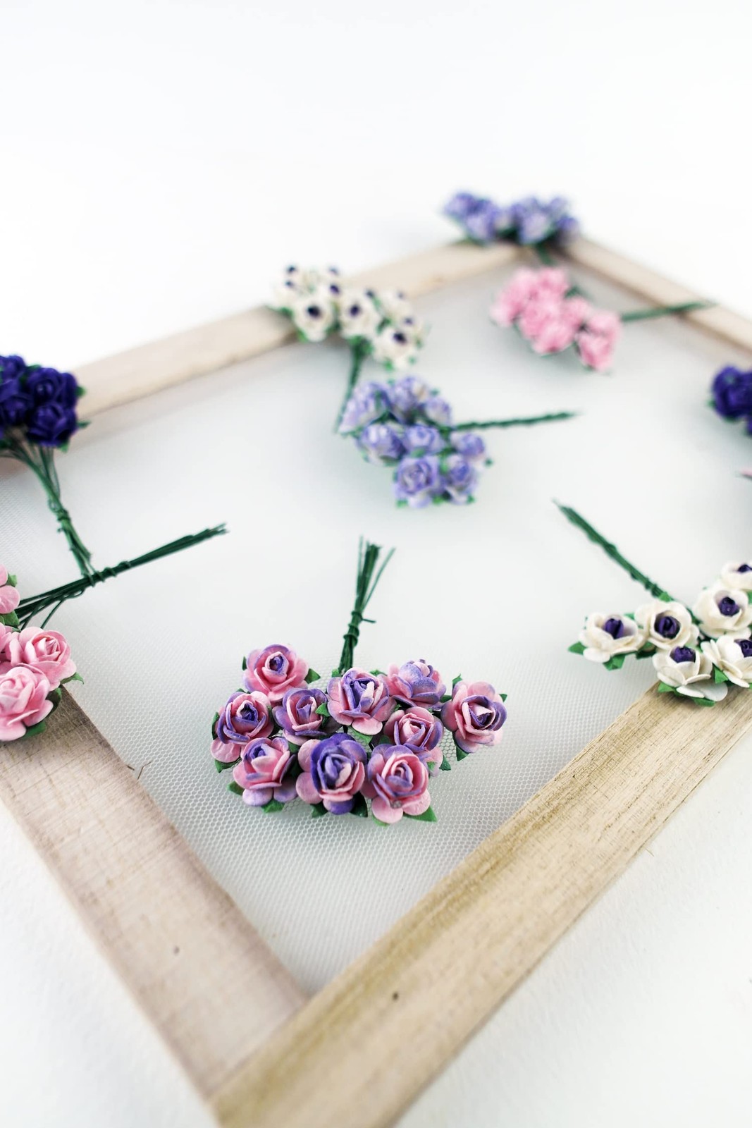 100 pcs Mini Rose Mixed Violoet Tone Color Mulberry Flower 15-18 mm Wedding D…
