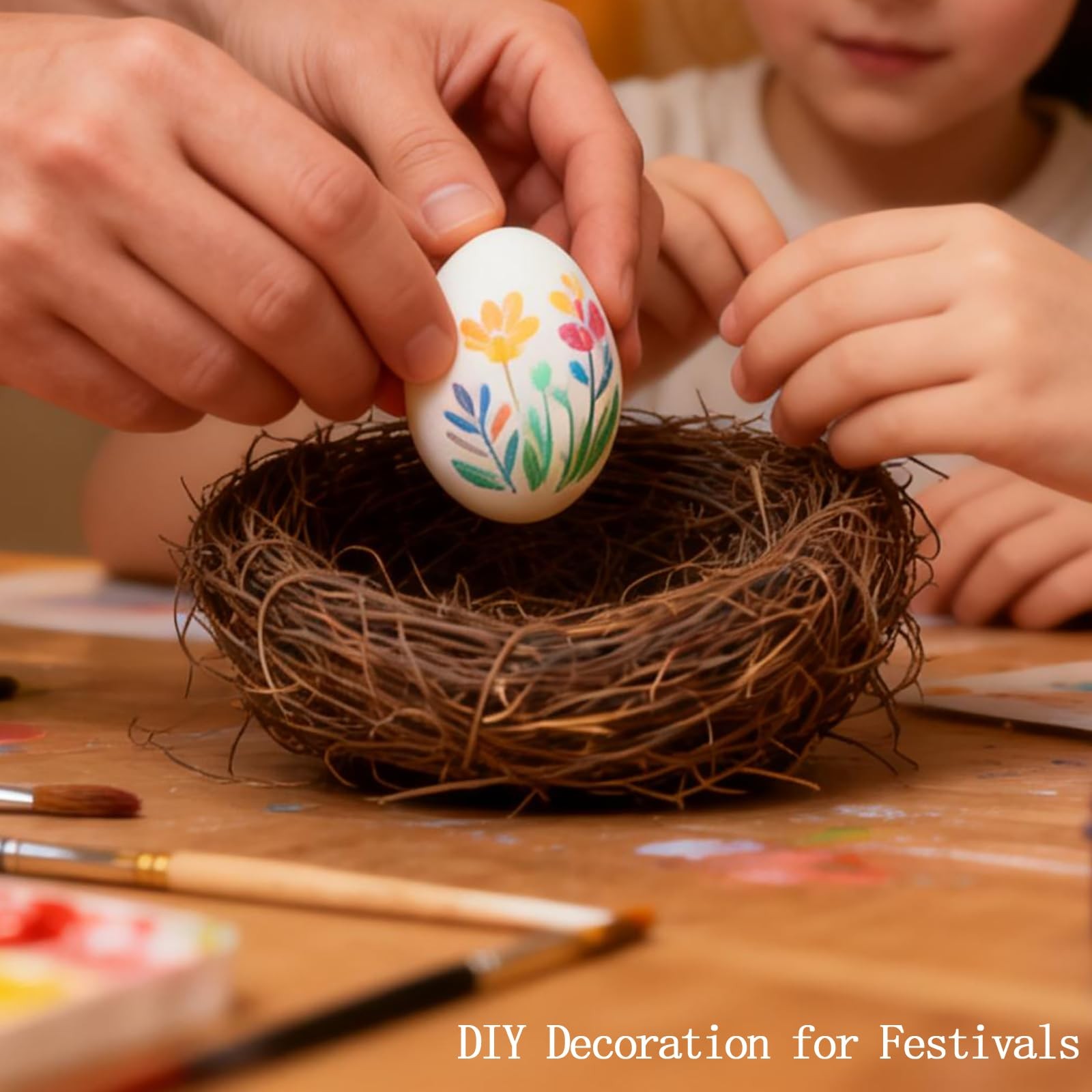 Artificial Bird Nest Ornament: 5.9In Natural Rattan Craft Nest for Easter – I…