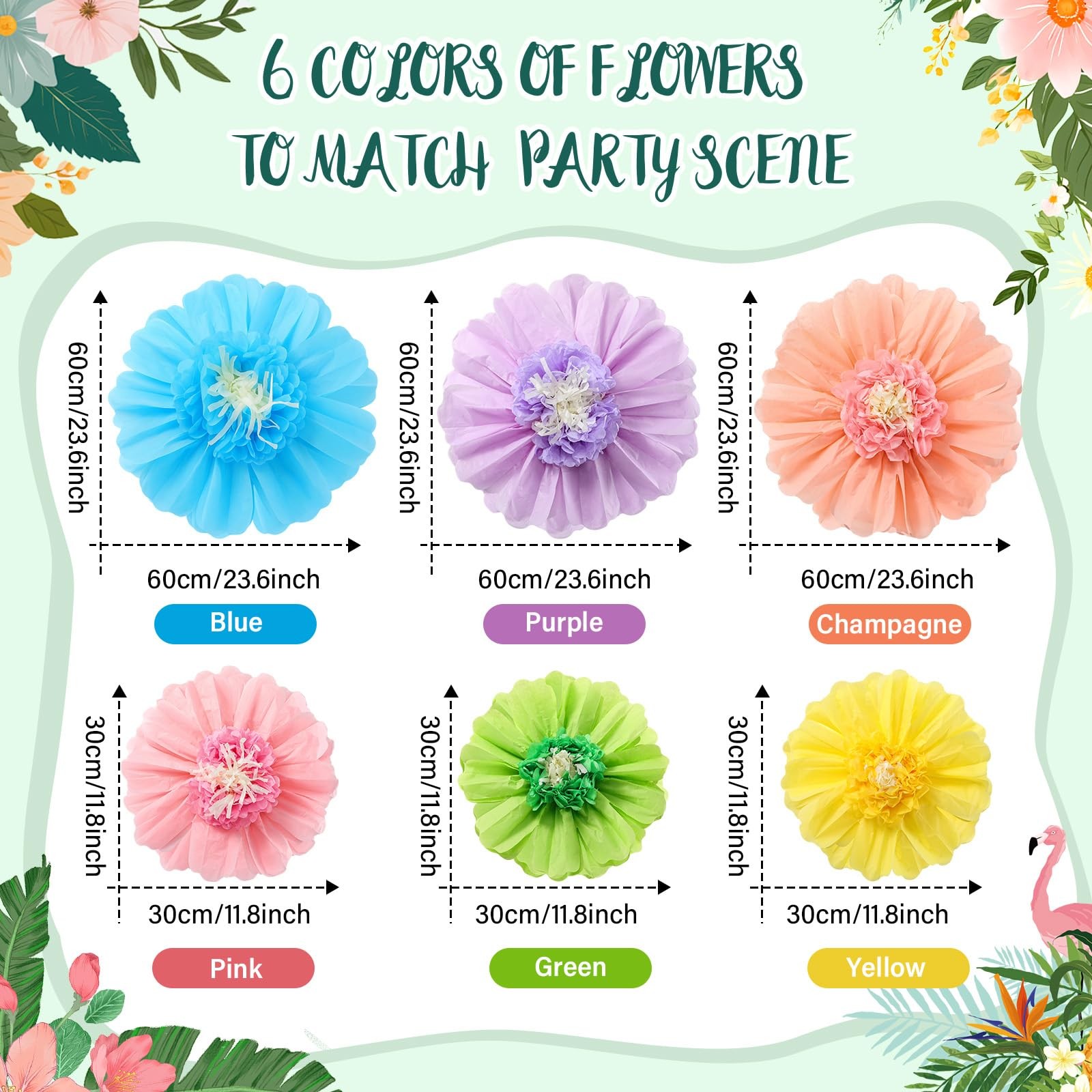 40 Pcs Hawaiian Hibiscus Decoration Large Tissue Paper Flowers and Artificial…