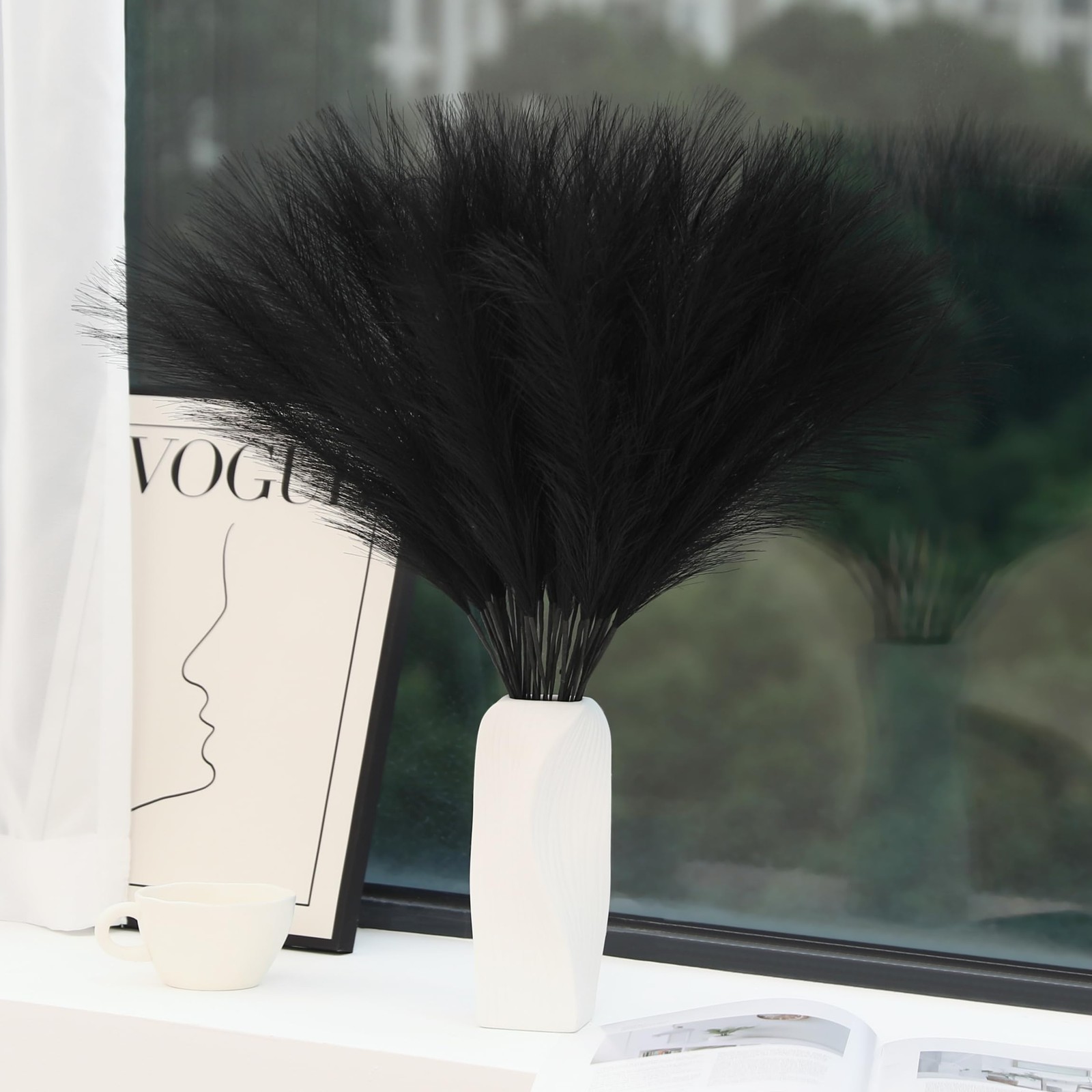 30pcs Black Pampas Grass – 24 Inch Faux Pampas Grass Decor, Short Artificial …