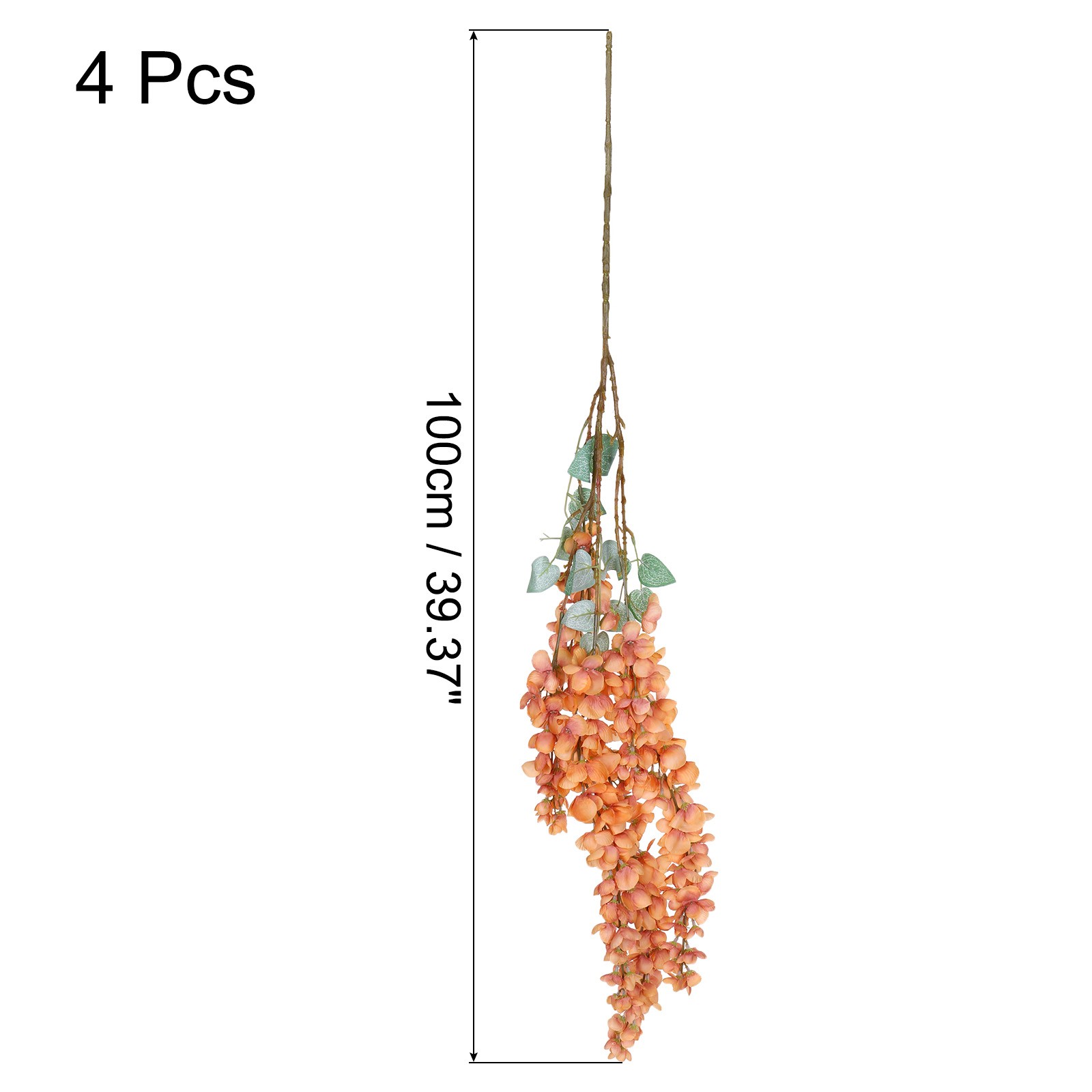 Fake Hanging Vine Flower Artificial Silk Flowers 39.4 Inch 4pcs Brown