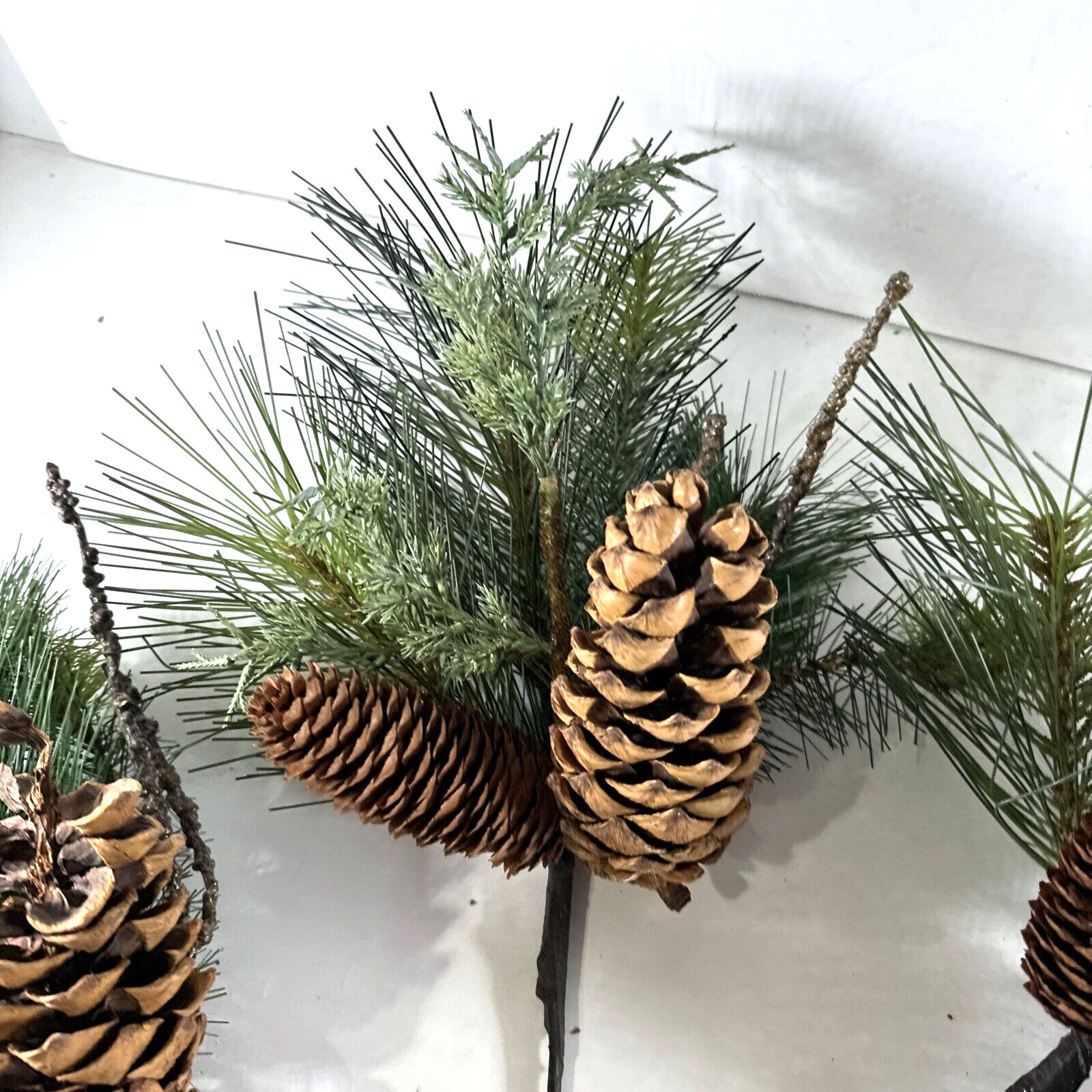 4X ESTATE Vintage PIER 1 Pinecone Stems Faux 13″ Branches CHRISTMAS DECOR