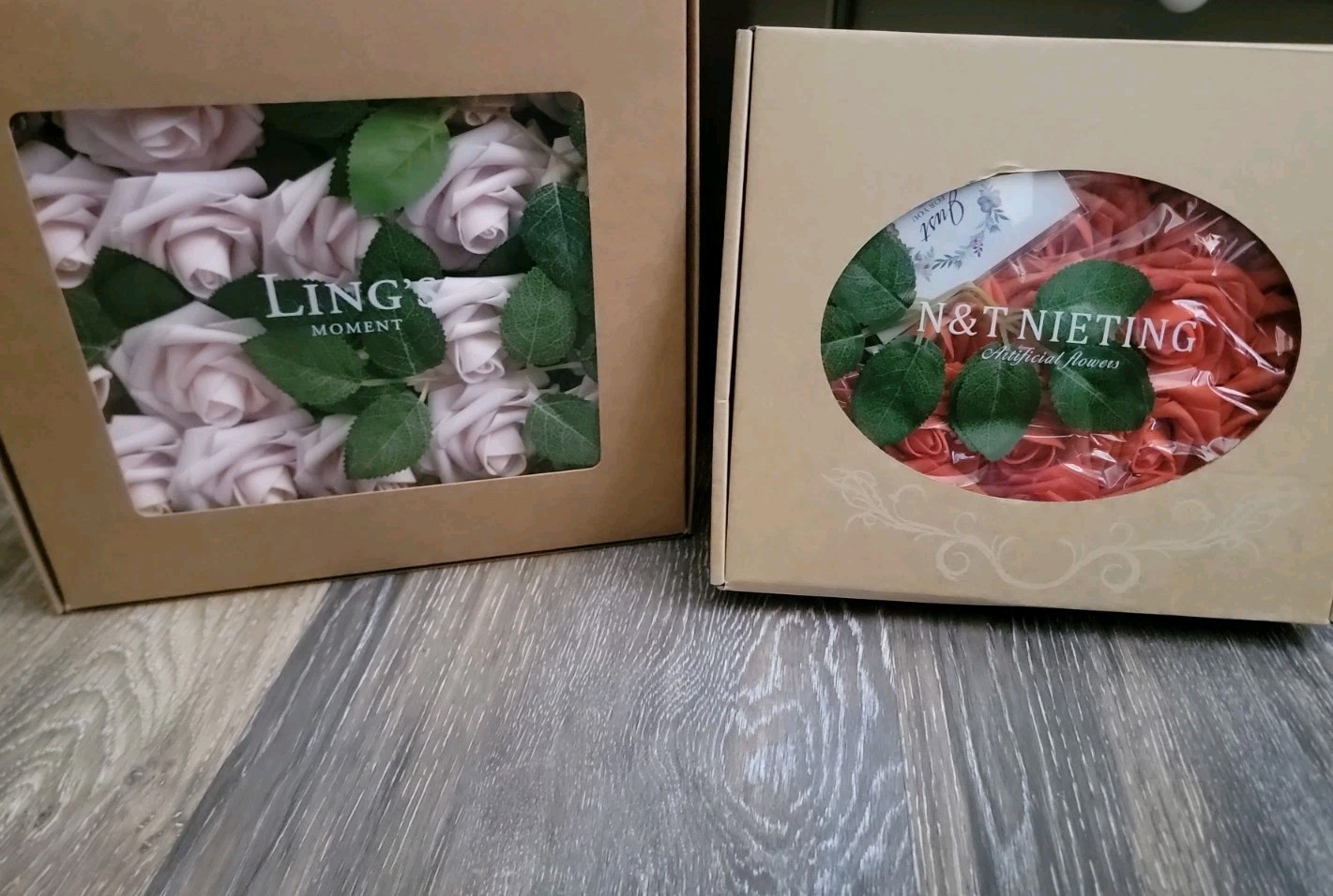 Lot Of 3 Sets~”Real Touch” Roses! New In pkg. Blue, Pink & Orange . 70 Total!