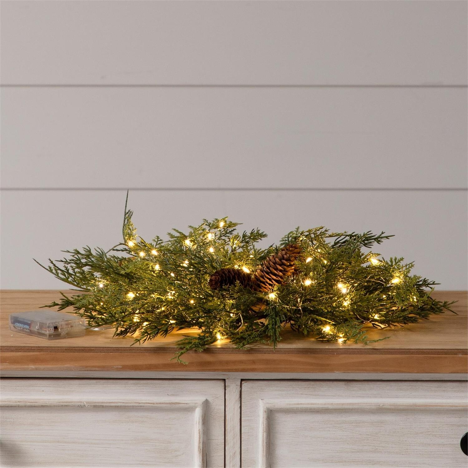 Led Pine Wreath Candle ring – Battery Operated