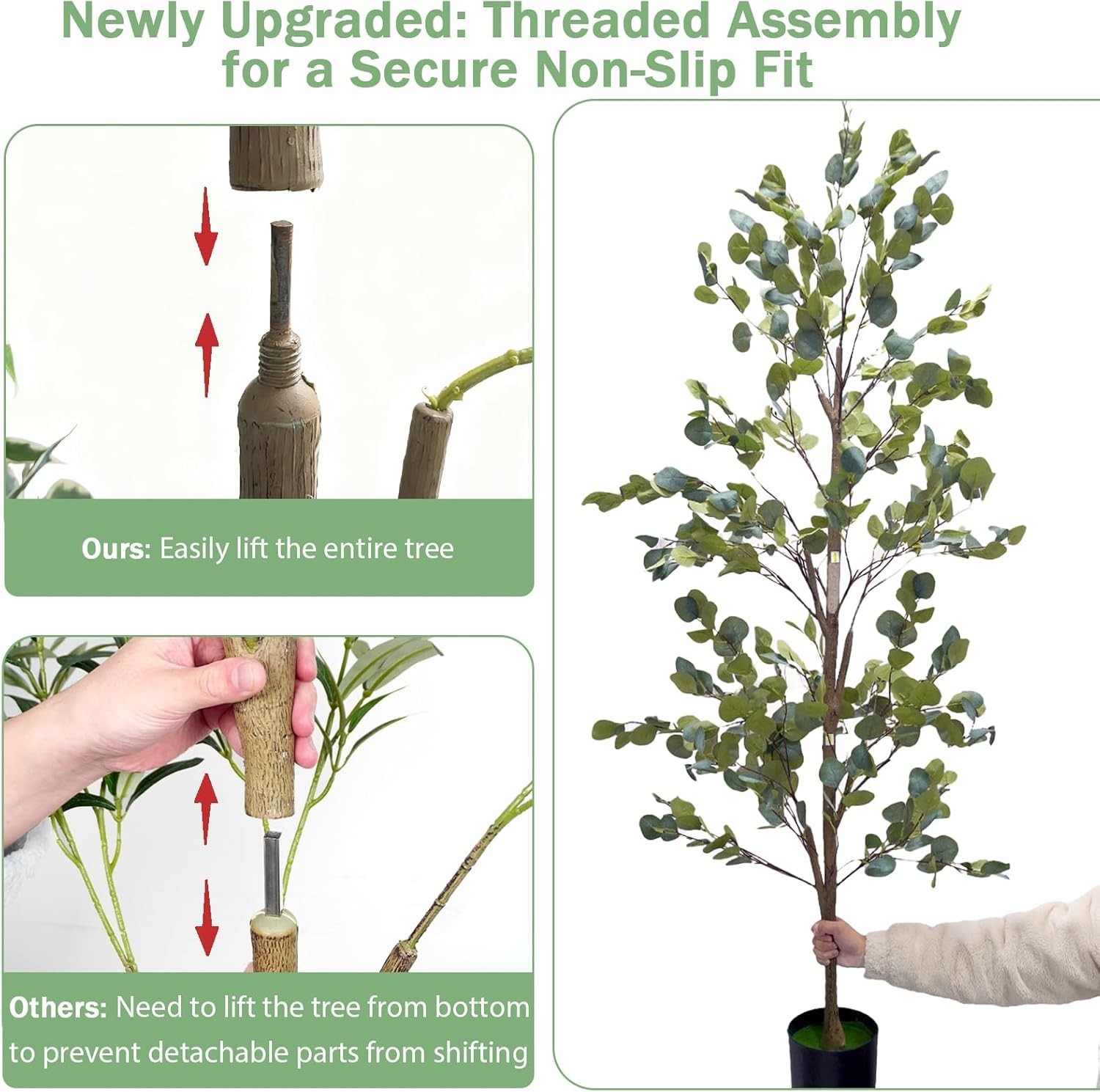 Stunning 6FT Faux Eucalyptus Tree – Indoor/Outdoor Decor with Basket Included