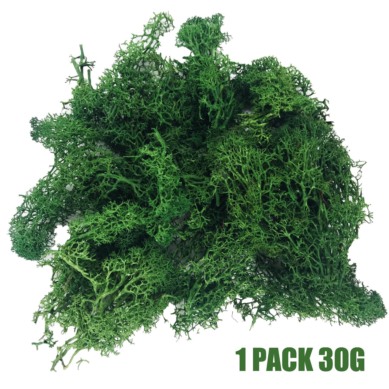 30 PCS Green Moss Balls & 30 Gram Preserved Artificial Moss Decorative Stones